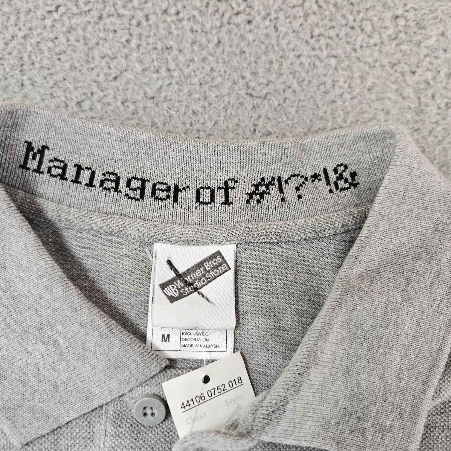 Vintage Warner Bros Studio Store Polo Shirt Mens Medium Gray Taz Manager Embroidered Shirt Size US M / EU 48-50 / 2 - 4 Thumbnail