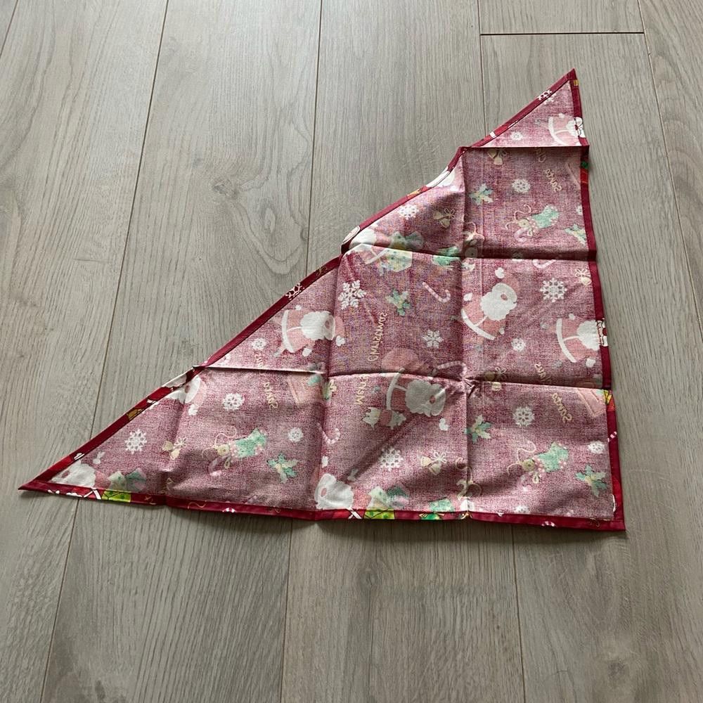 Designer Red Christmas Santa Dog Bandana Size ONE SIZE - 4 Thumbnail