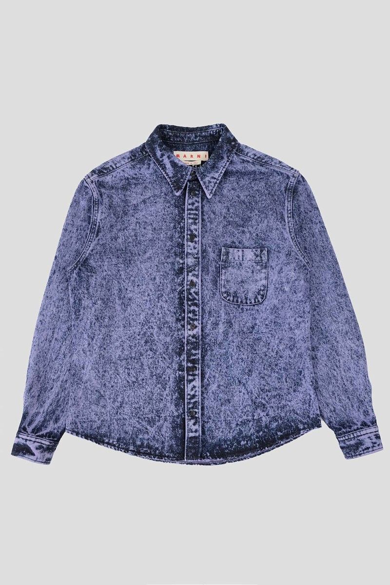 Marni oc11z0525 Acid Denim Overshirt in Blue Size US XL / EU 56 / 4 - 1 Thumbnail