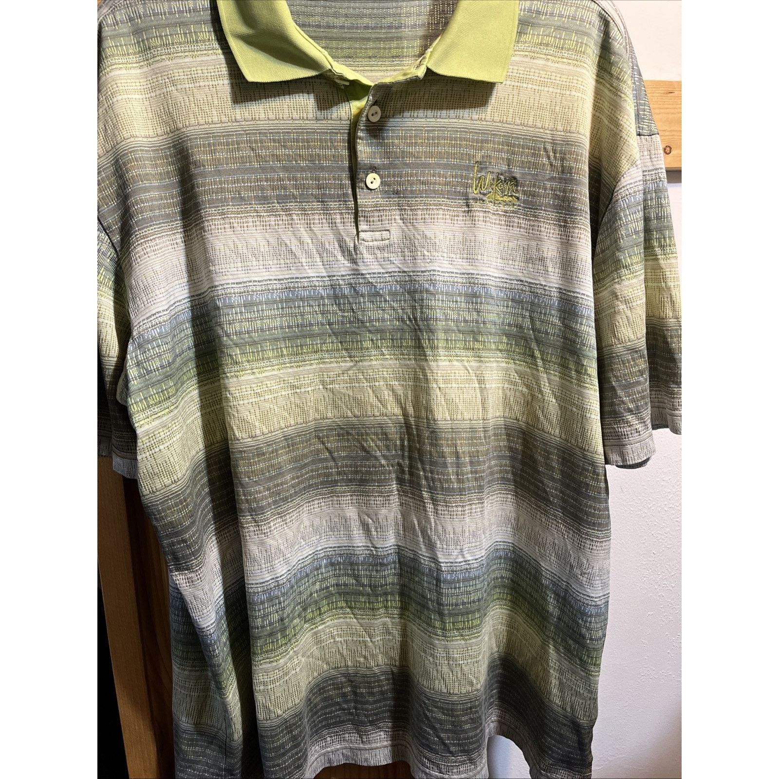 BUGATCHI Bugatchi Uomo Mens Polo Shirt XL Green Golf SS Cotton Button Size US XL / EU 56 / 4 - 6 Thumbnail