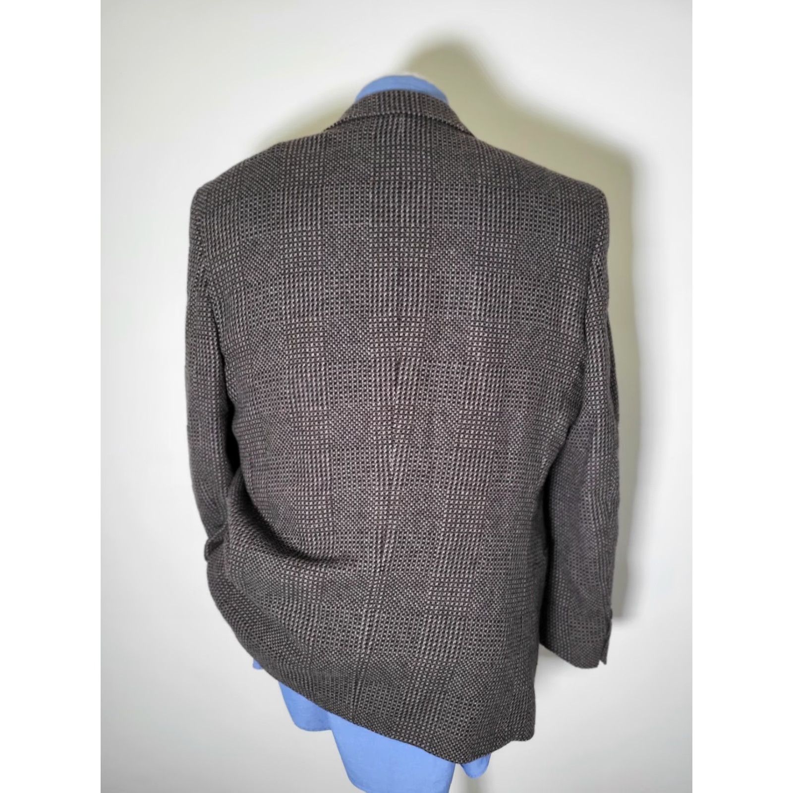 Vintage VINTAGE Austin Grey Brown Black Check Woven Tweed Wool Coat Jacket Blazer Size 40R - 7 Thumbnail
