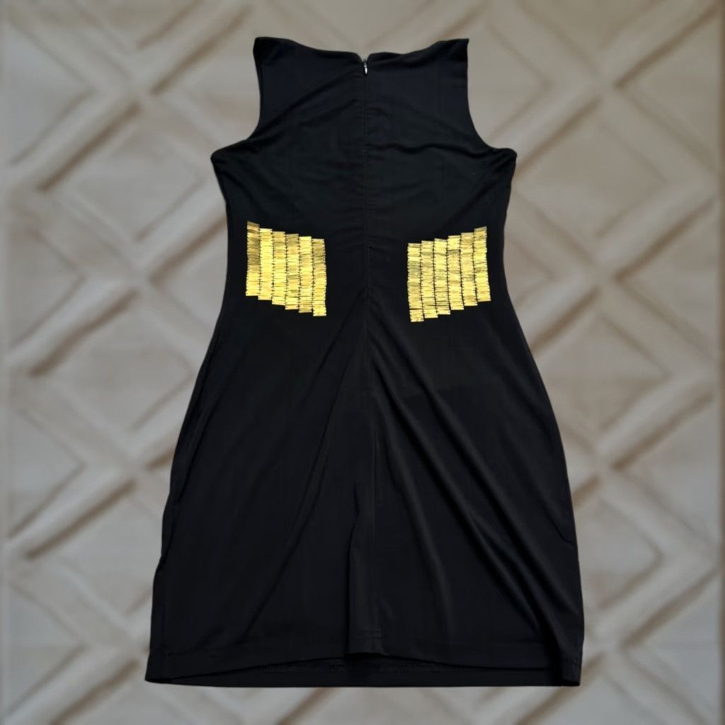Bebe VINTAGE BeBe Embellished Gold Geometric Bodycon Dress Womens XS Black Sleeveless Stretch Size XS / US 0-2 / IT 36-38 - 1 Thumbnail