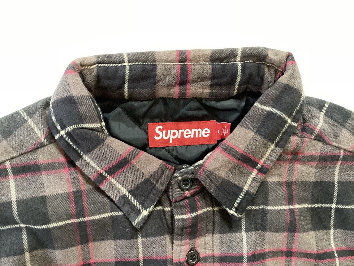 Supreme (L)Supreme Quilted Plaid Shirt Grey 24FW Size US L / EU 52-54 / 3 - 2 Thumbnail