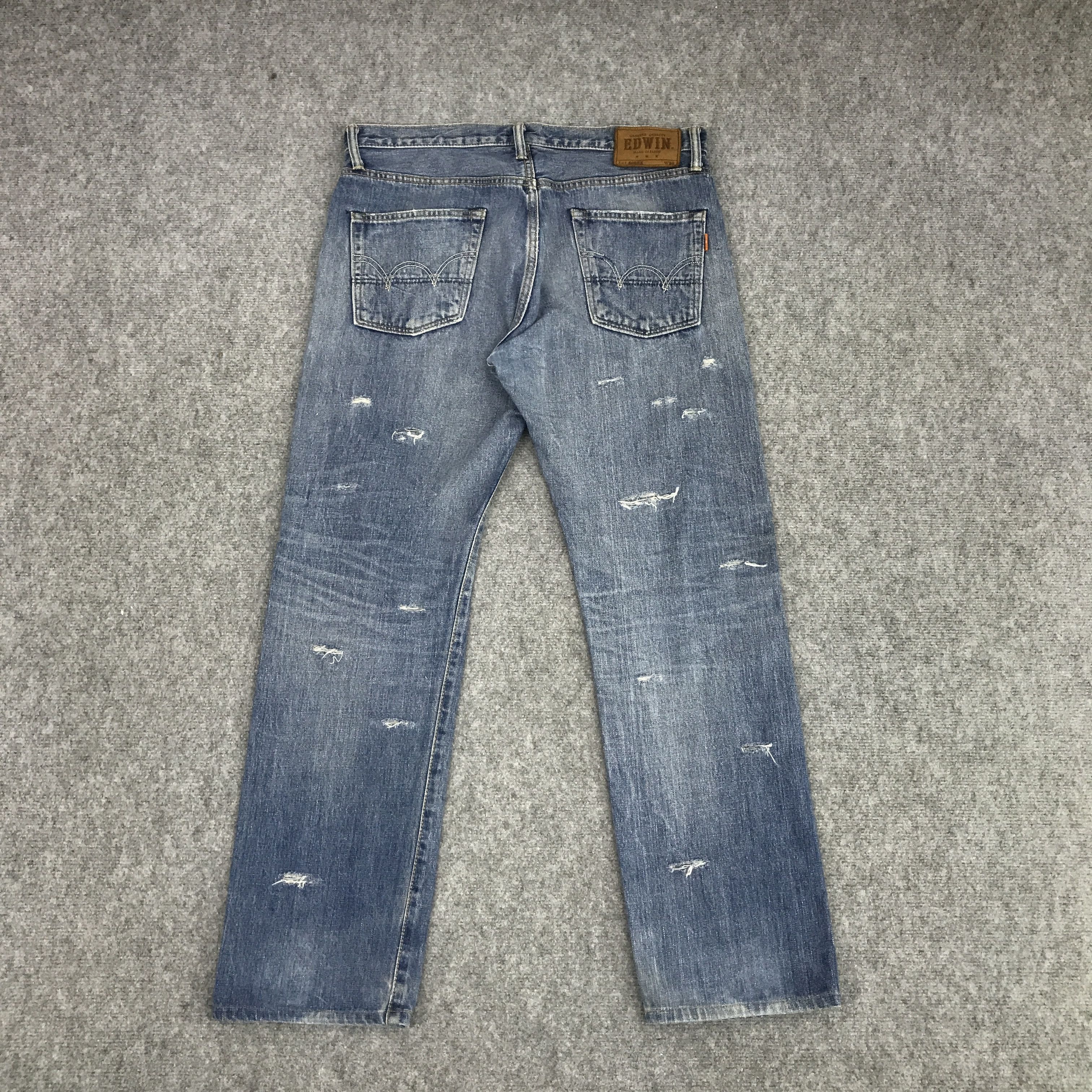 Edwin × Japanese Brand BAGGY EDWIN JAPN DESIGN DISTRESSED JEAN Size US 33 - 2 Thumbnail