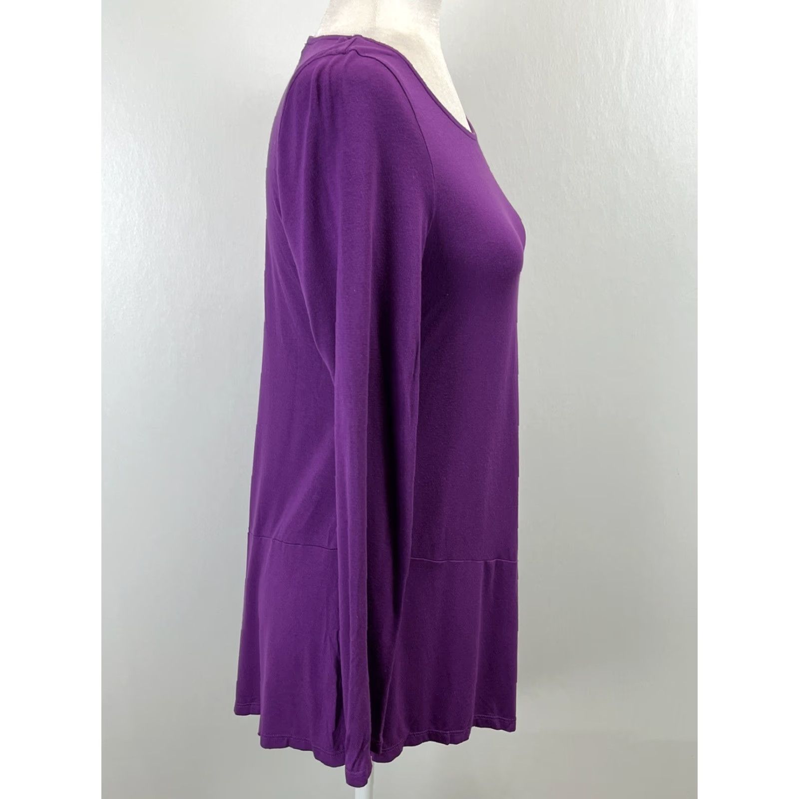 Eileen Fisher VINTAGE EILEEN FISHER Jersey Tunic Shirt Women's Tunic Size S Asymmetrical Hem Long Sleeve Purple Size S / US 4 / IT 40 - 4 Thumbnail