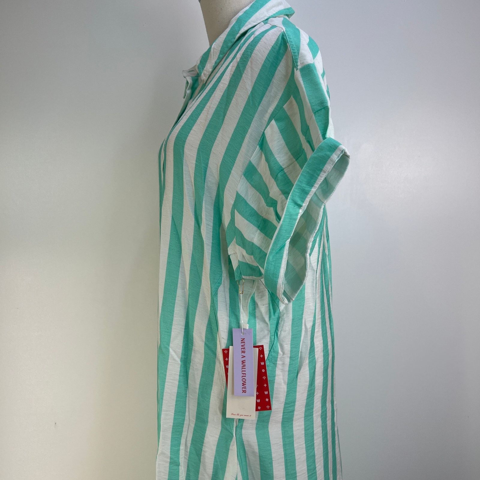 Other Never A Wallflower Aster Short Sleeve Shirt Dress Stripes Size M / US 6-8 / IT 42-44 - 5 Thumbnail