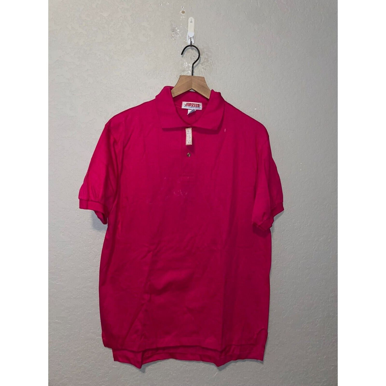 Jerzees Vintage Pink Blank Polo Shirt Jerzees VTG 90s Small Stain Size US L / EU 52-54 / 3 - 1 Thumbnail