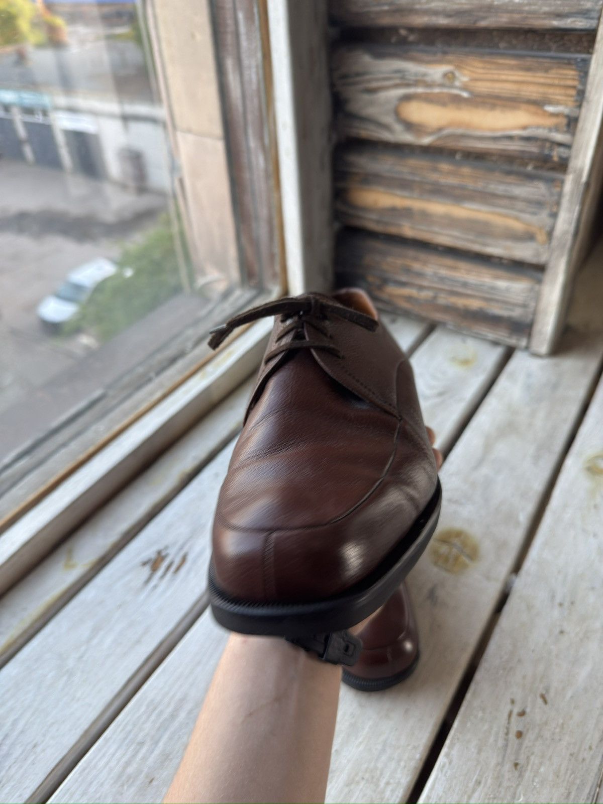 Bally × Designer Made in Italy Brown Leather Derby Shoes – Minimalist Formal Size US 10 / EU 43 - 8 Thumbnail