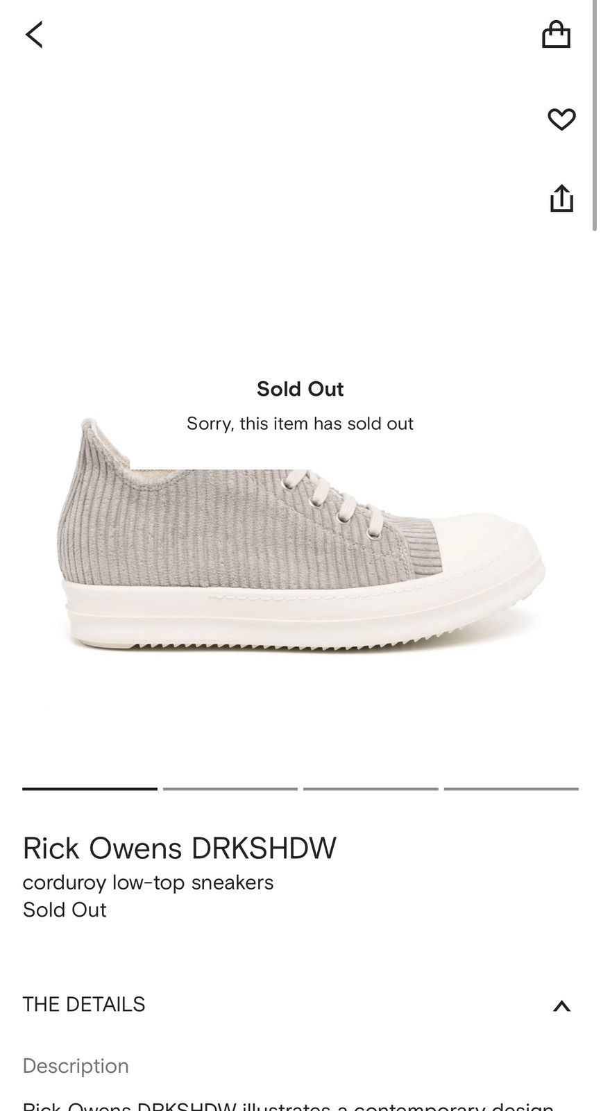 Rick Owens Drkshdw *** SOLD****Rick Owens DRKSHDW corduroy low-top sneakers Size US 9 / IT 39 - 15 Thumbnail