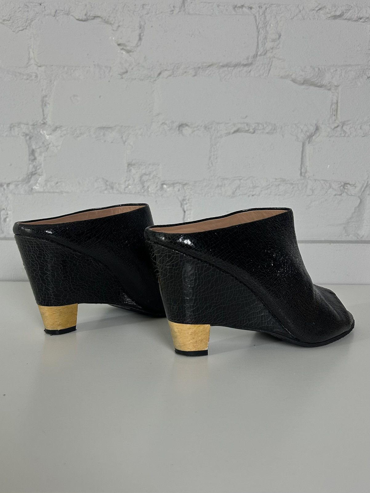 Other Italian vintage leather waxed wedge platform mules Size US 7.5 / IT 37.5 - 6 Thumbnail