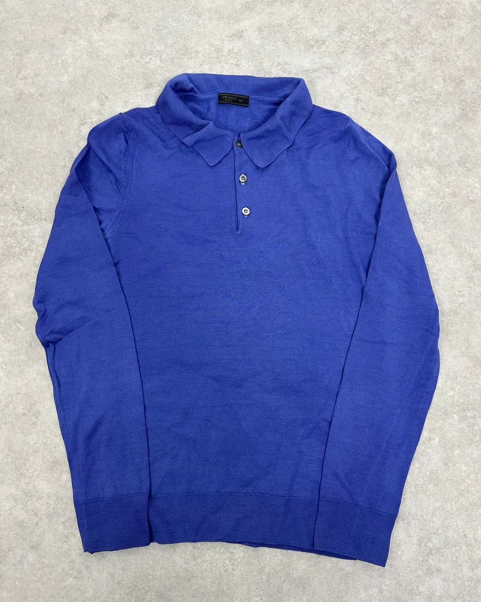 Prada Prada Navy Wool Polo Longsleeves Size US S / EU 44-46 / 1 - 1 Thumbnail