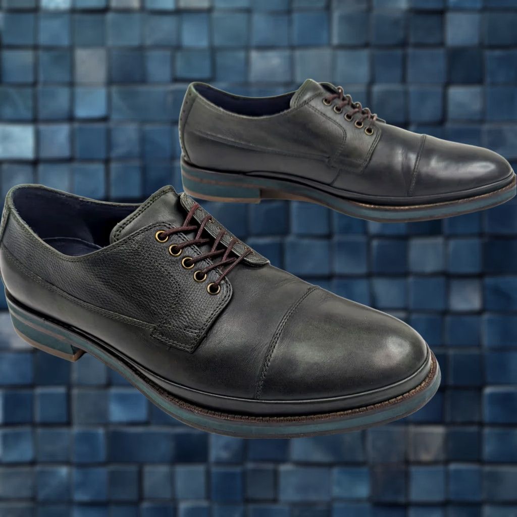 Cole Haan Cole Haan Green Cap Toe Oxford Shoes – Men 10.5M Derby Pebble Leather Saddle Style Dress Shoes Size ONE SIZE - 1 Thumbnail