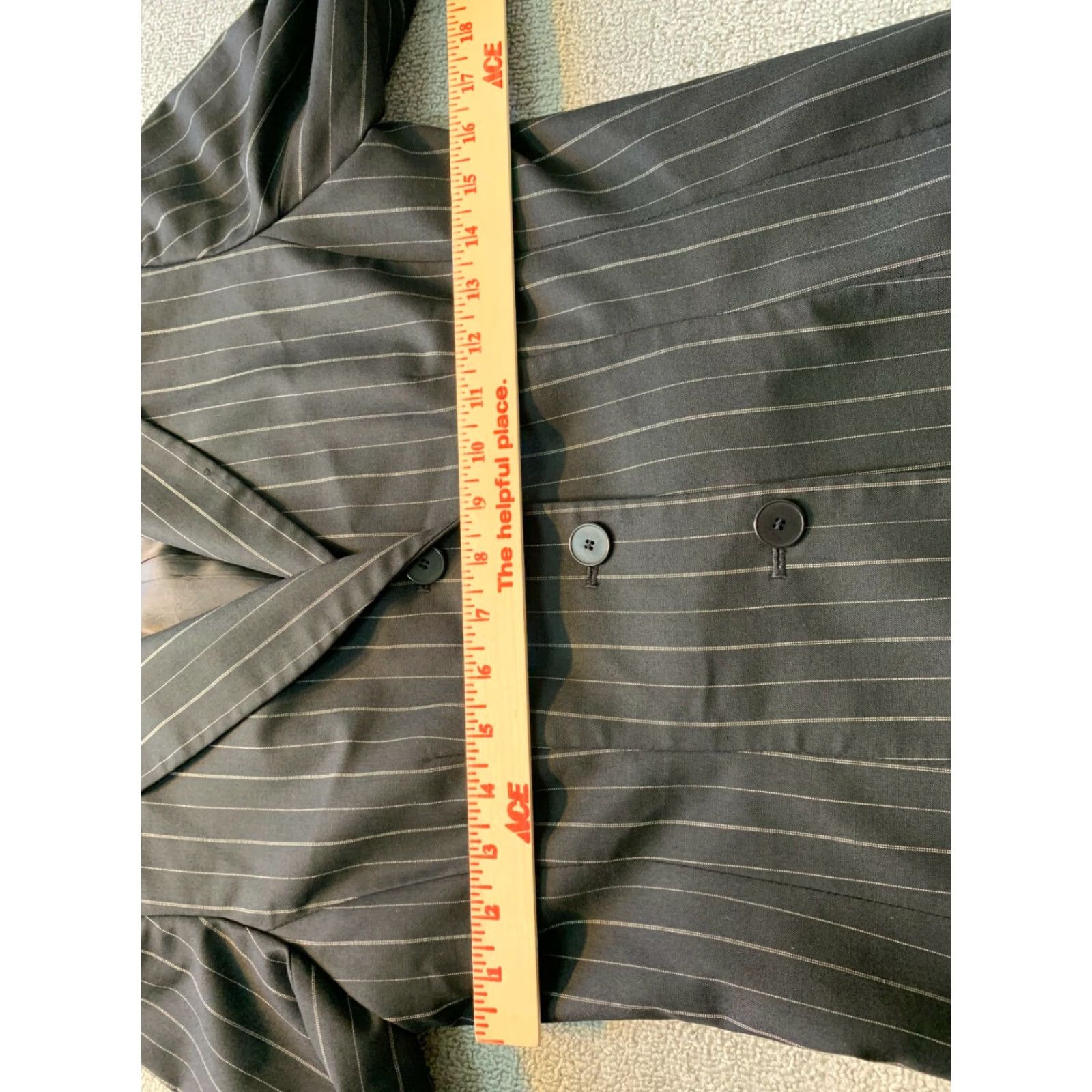 Vintage Petite Sophisticate Button-Up Shirt Black Pinstripe Stretch 6 Women Long Sleeve Scoop Neck Professional Business Size M / US 6-8 / IT 42-44 - 4 Thumbnail
