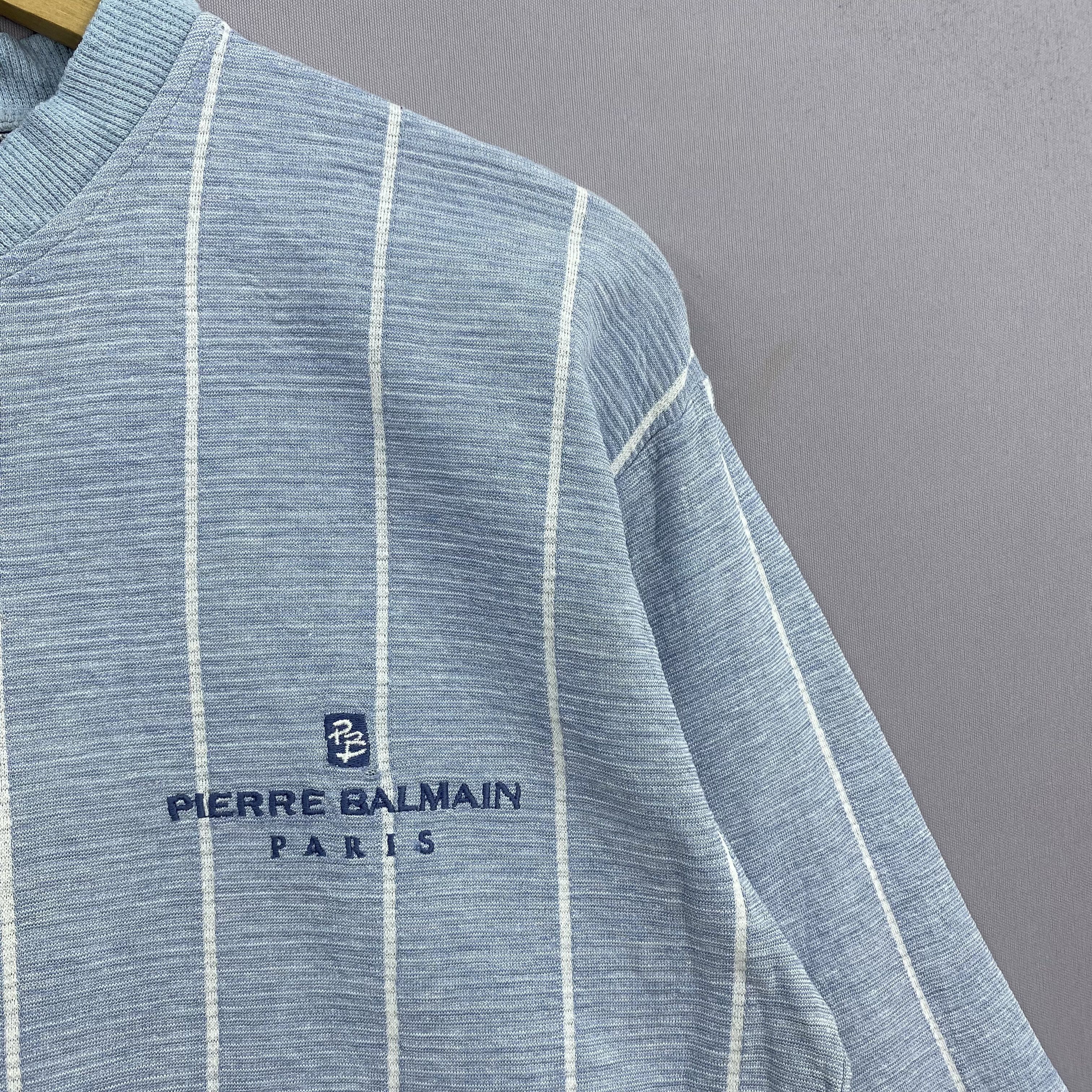 Pierre Balmain Vintage Pierre Balmain Paris Striped Henley Sweatshirt Size US S / EU 44-46 / 1 - 3 Thumbnail