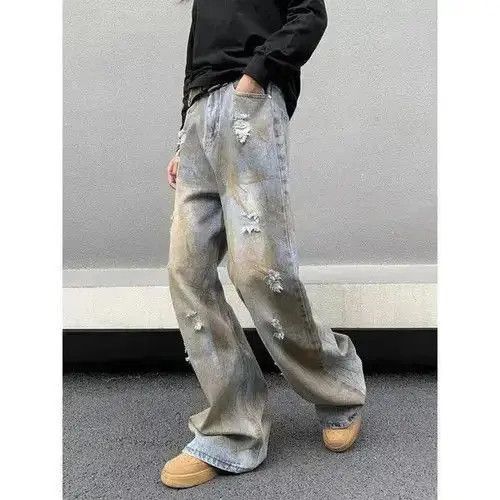 Japanese Brand Hole Tie-dye Distress Wide Leg Jeans Size US 32 / EU 48 - 3 Thumbnail