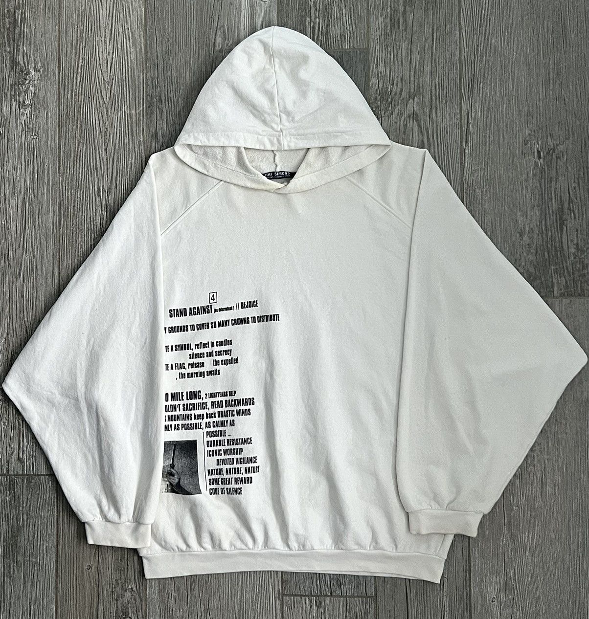 Raf Simons SS2002 Raf Simons Sample Kollaps White OS Runway Hoodie ...