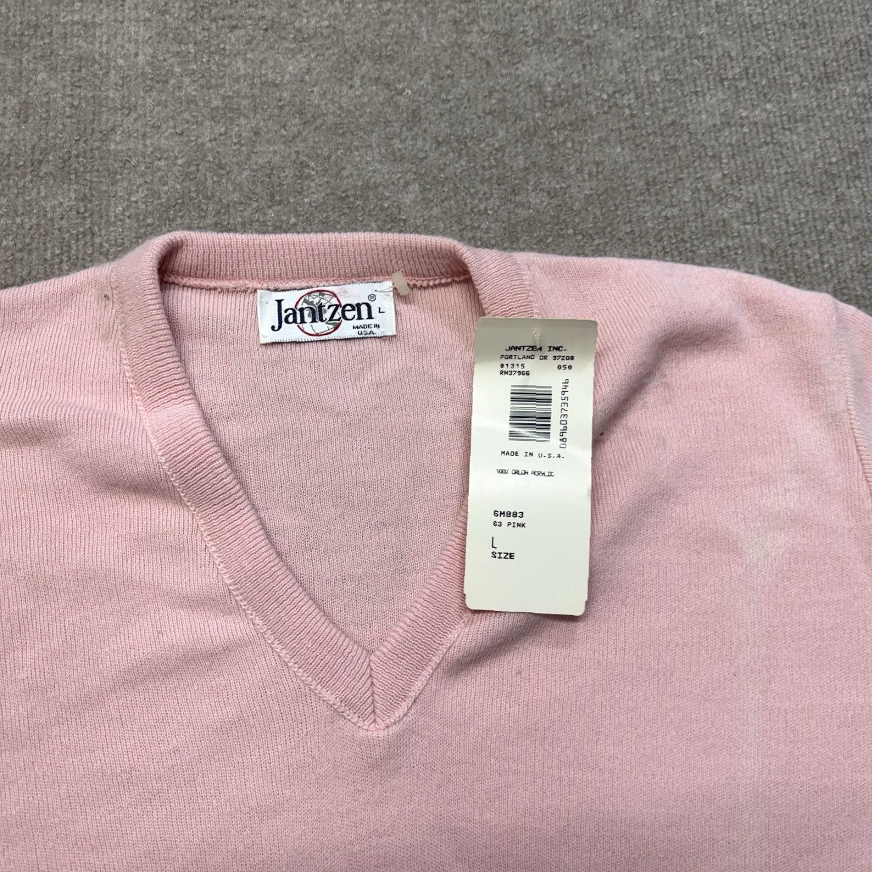 Jantzen VINTAGE Jantzen V Neck Sweater Womens L Pink Orlon Acrylic NWT 70s 80s Size L / US 10 / IT 46 - 3 Thumbnail