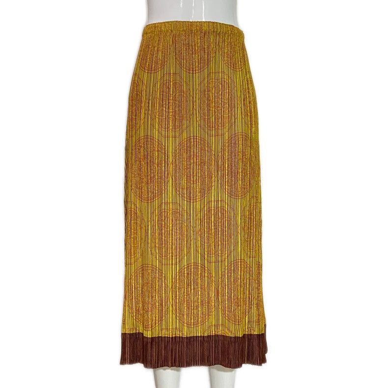 Other Issey Miyake size:3 Yellow pleated long skirt Size 23" - 1 Thumbnail