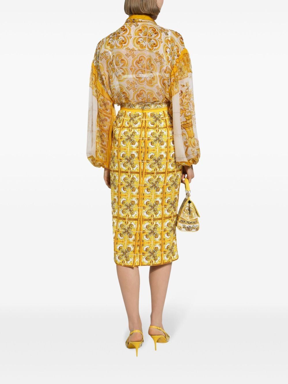 Dolce & Gabbana o1s22i1n0225 Open Chiffon Blouse in Multicolor Size S / US 4 / IT 40 - 3 Thumbnail