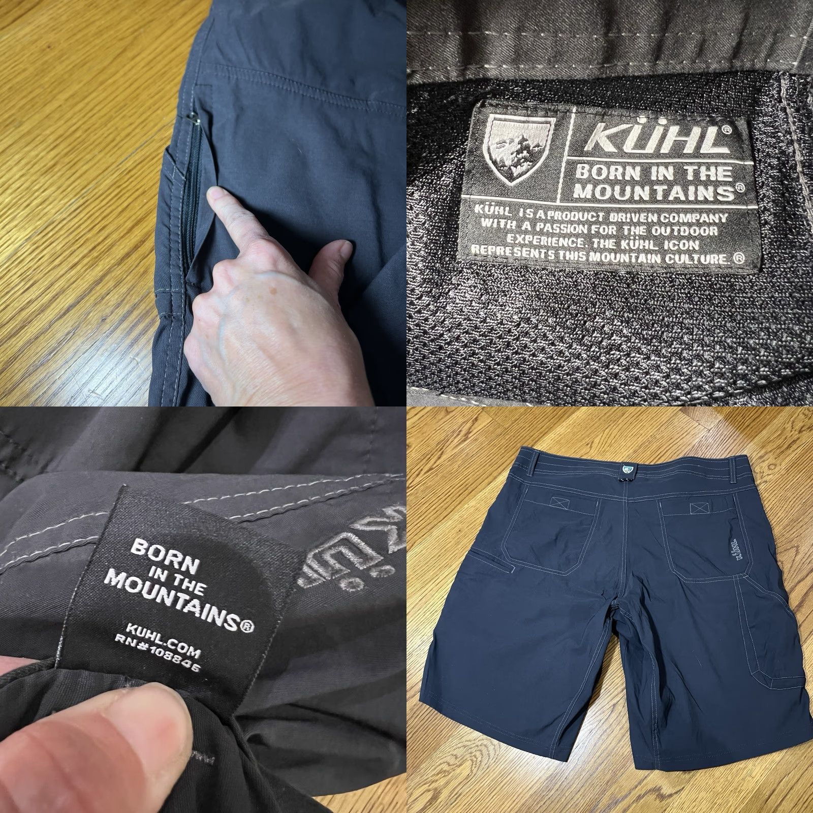 Vintage Kuhl Shorts Mens 38 Charcoal Nylon Stretch Renegade Performance Cargo Hiking Cargo Pocket Lightweight Pockets Zipper Button Flat Front Solid Gray Logo Size US 38 / EU 54 - 8 Thumbnail