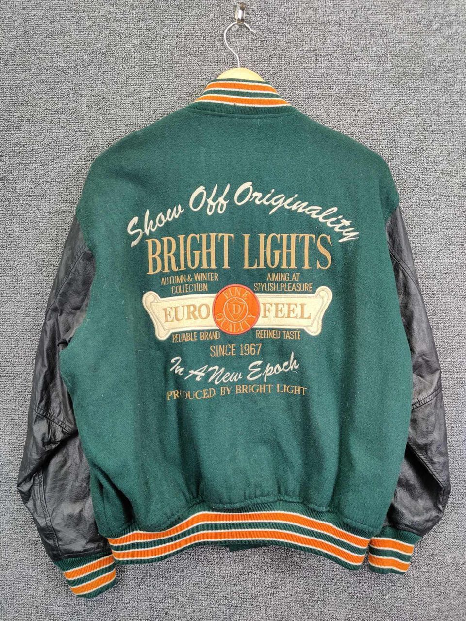 Japanese Brand Vintage 90s Bright Light Wool Varsity Leather Jacket Size US M / EU 48-50 / 2 - 1 Thumbnail