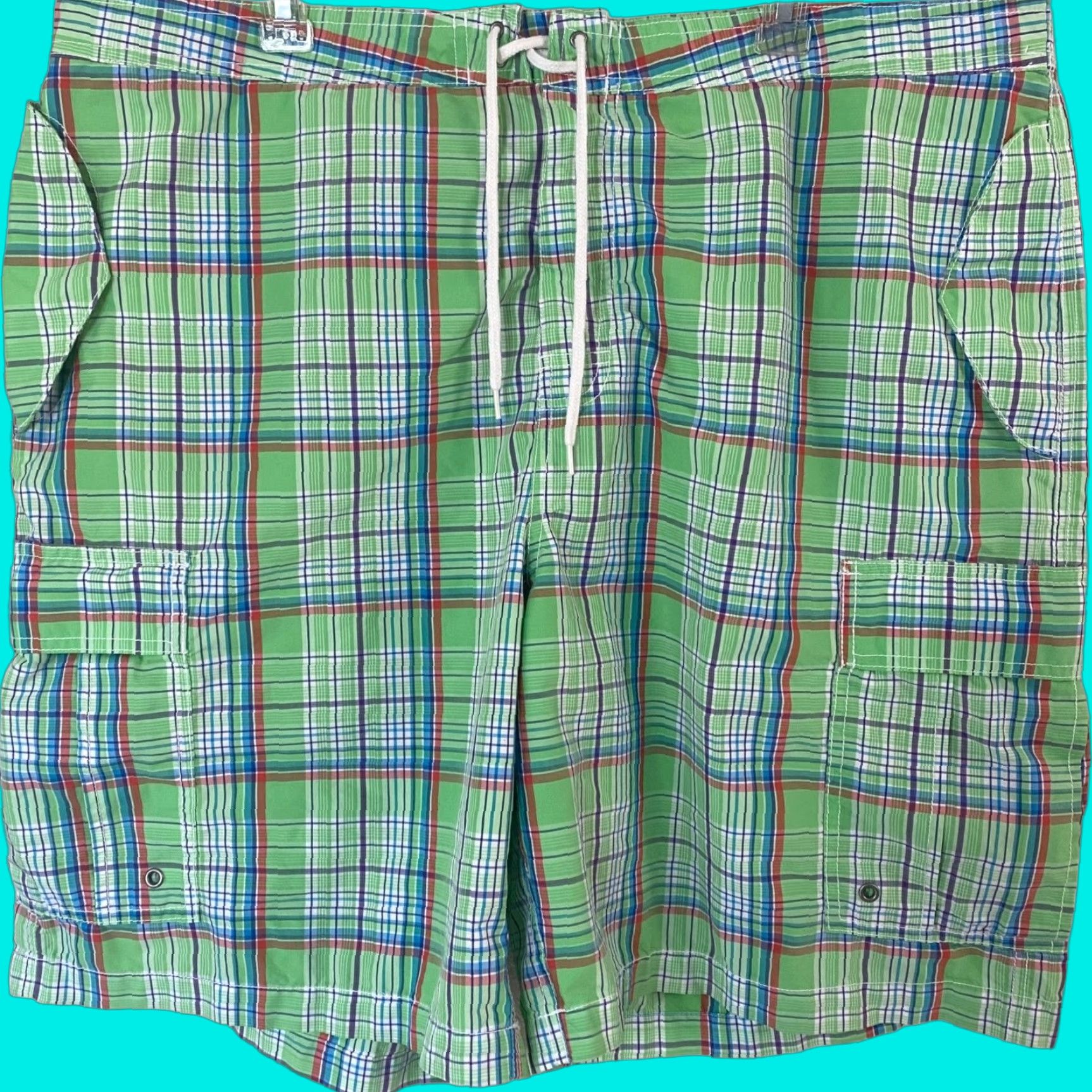 Polo Ralph Lauren VINTAGE Polo Ralph Lauren Cargo Swim Board Shorts Mens 42 Green Plaid Pockets Size US XL / EU 56 / 4 - 1 Thumbnail