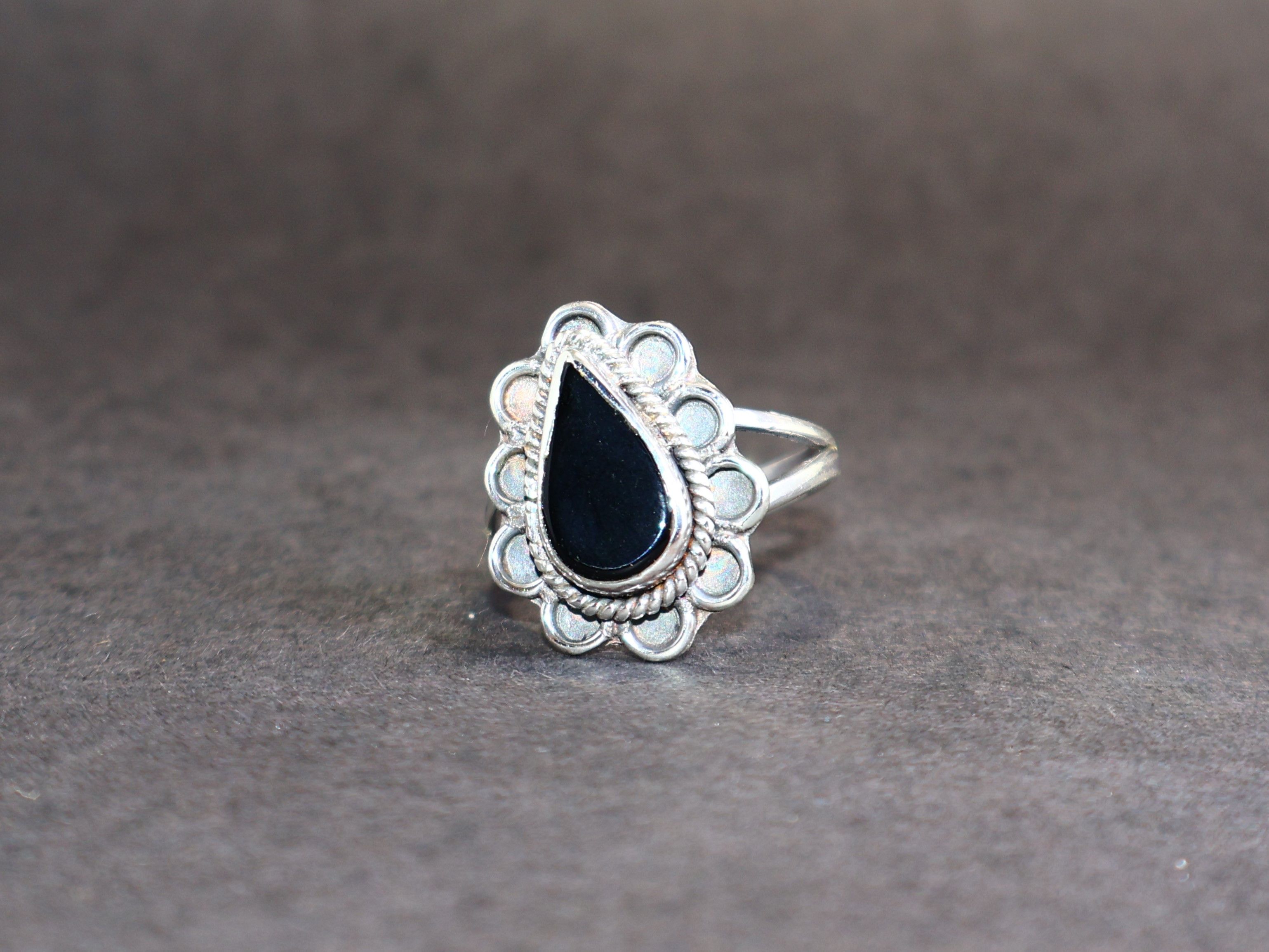 Handmade Natural Black Onyx Ring, 925 Sterling Silver Handmade Ring, Size ONE SIZE - 3 Thumbnail