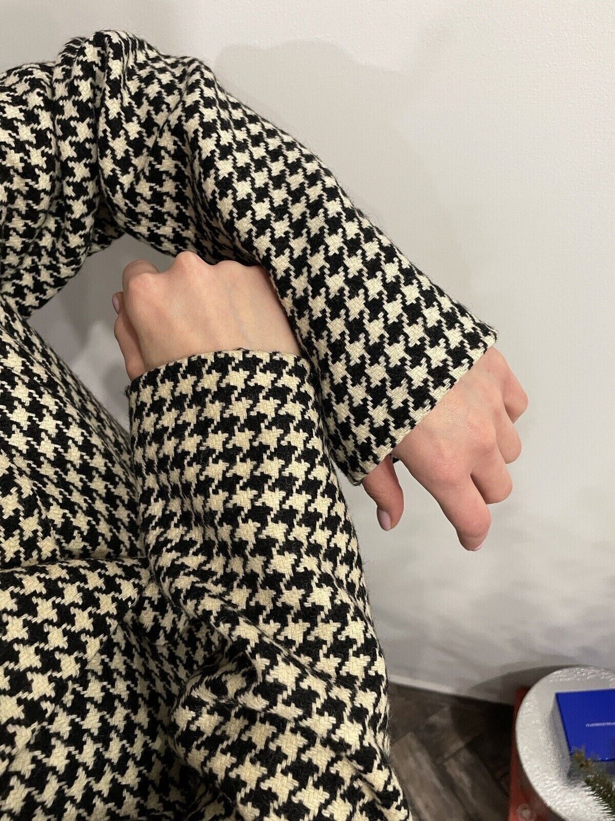 Moschino Moschino Jeans Wool Рoundstooth Print Long Wool Coat Size XL / US 12-14 / IT 48-50 - 8 Thumbnail