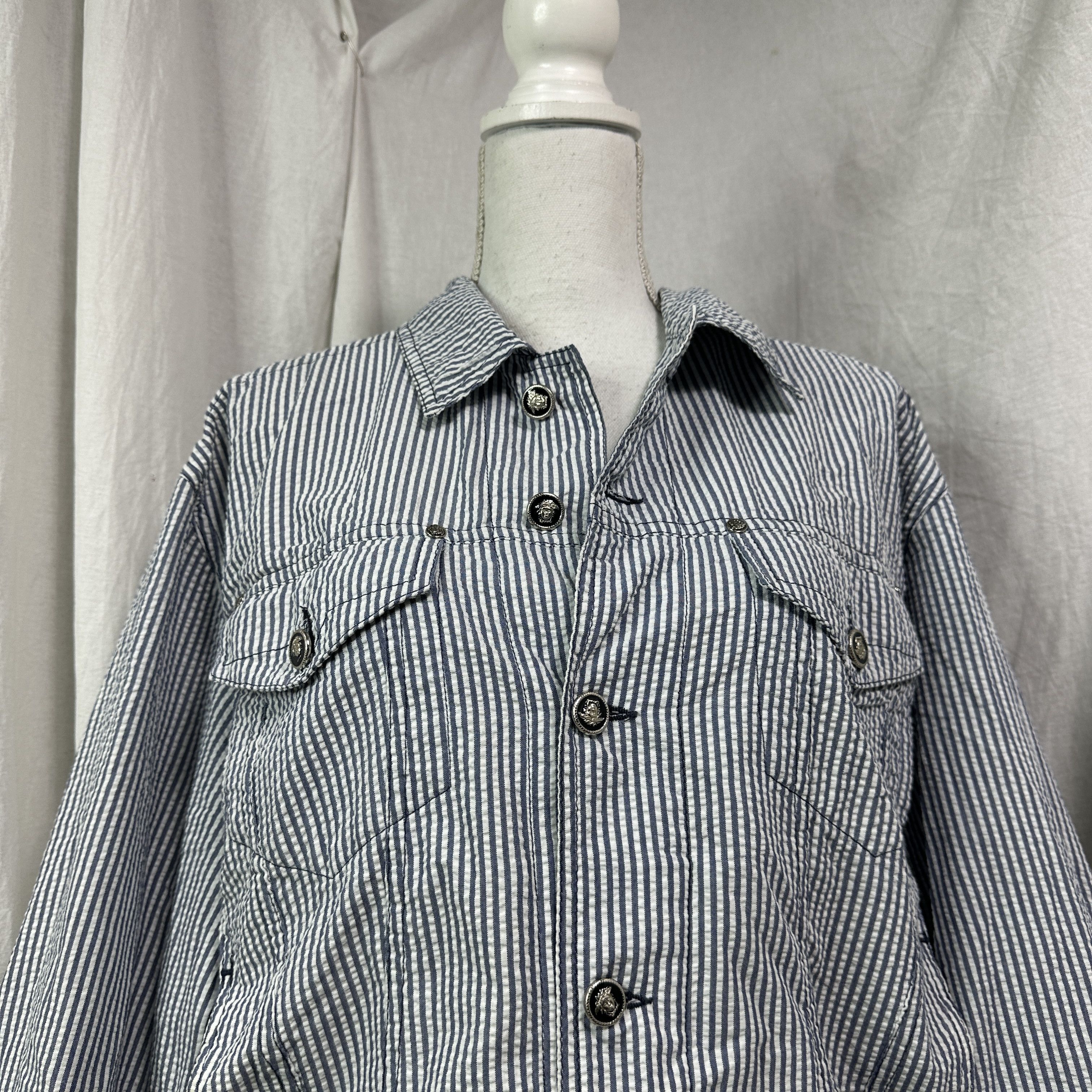 Versace Jeans Couture Vintage Striped Versace Jeans Couture Denim Jacket Y2K Size M / US 6-8 / IT 42-44 - 8 Thumbnail