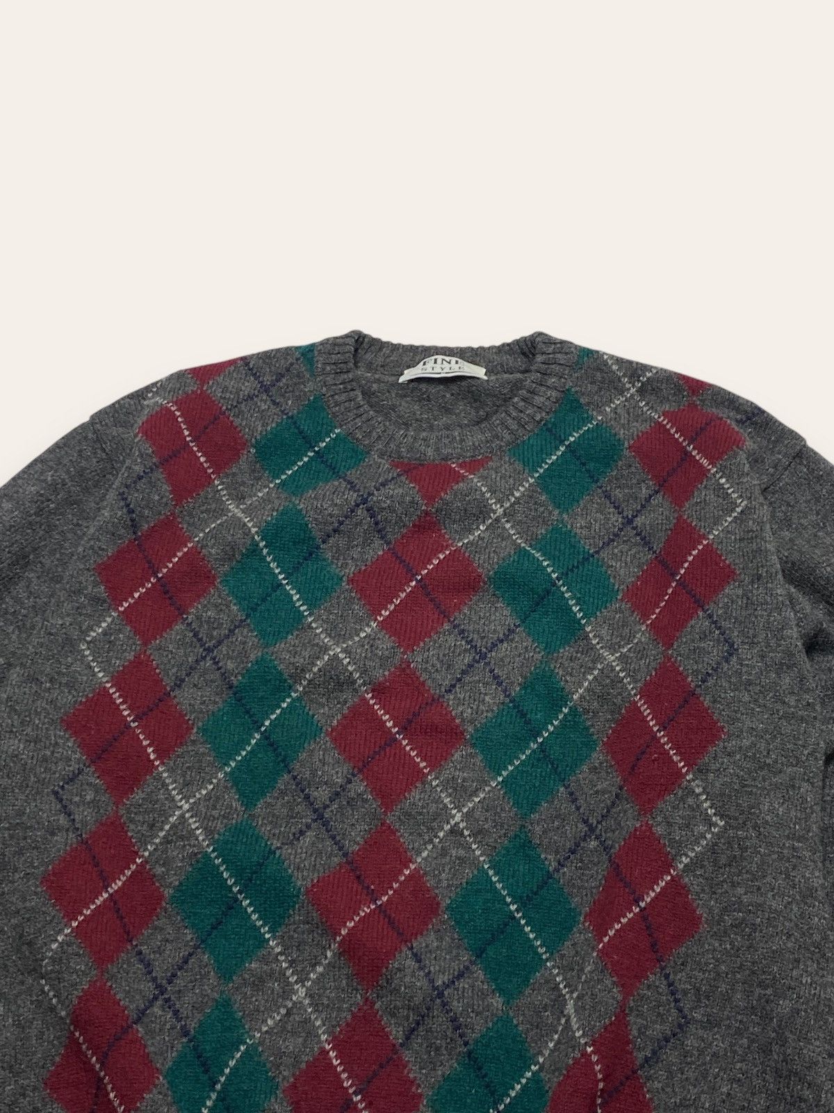 Vintage 90s Vintage FINE STYLE Checkered Warm Wool Sweater Winter Size US XL / EU 56 / 4 - 2 Thumbnail