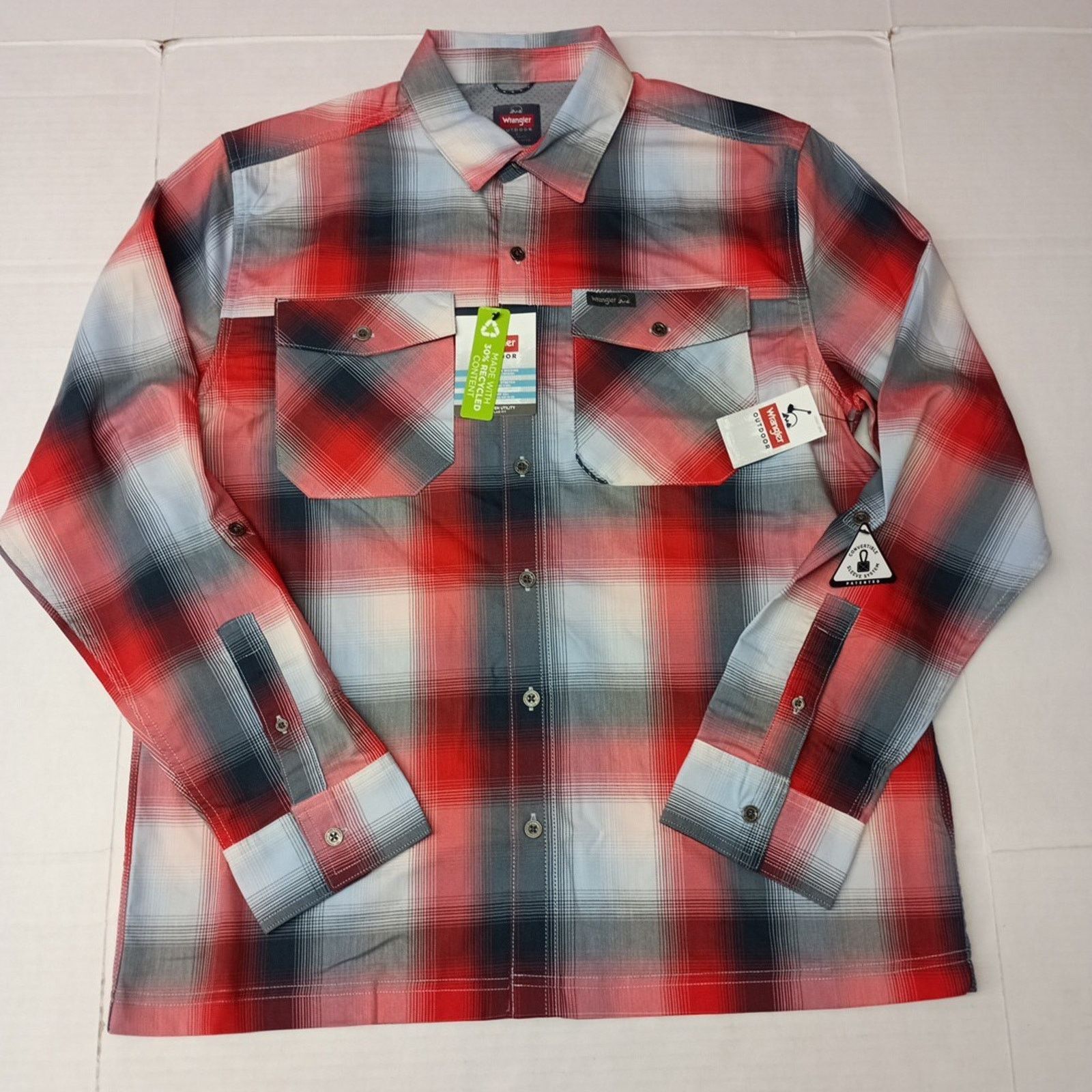 Wrangler Wrangler Shirt Men's L Red Plaid Convertible Sleeves Shirt Size US L / EU 52-54 / 3 - 1 Thumbnail