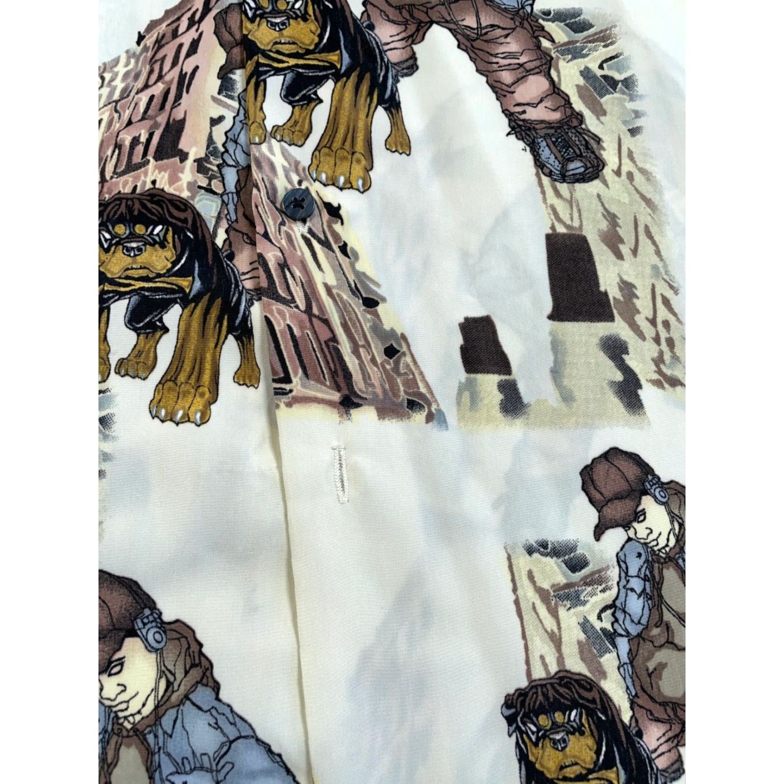 Vintage VTG Vintage Yes Brand Vintage Y2K Up Roc Rottweiler Pattern Shirt Adult Large Ivory AOP Streetwear Hip Hop Size US L / EU 52-54 / 3 - 4 Thumbnail
