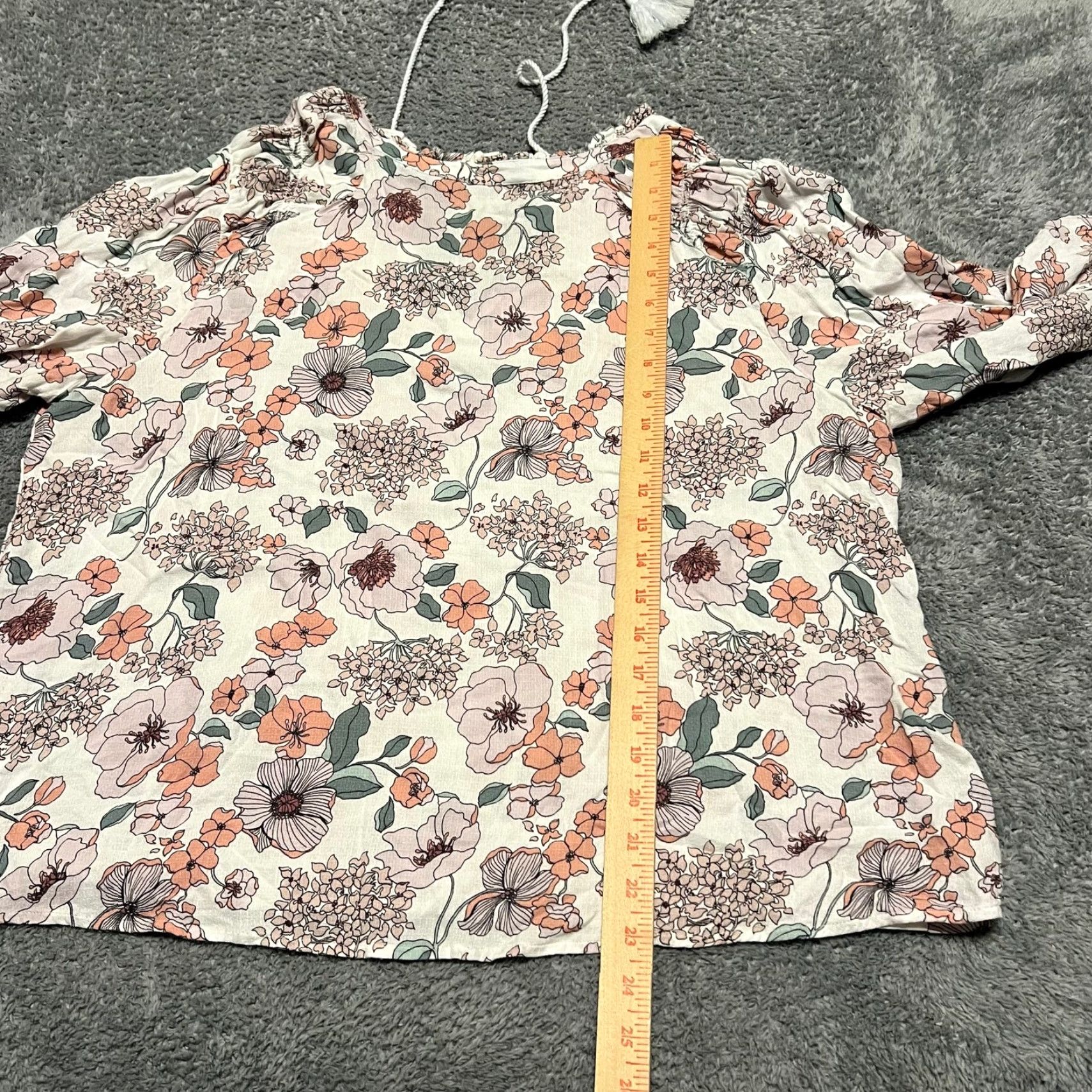 Lucky Brand Lucky Brand Shirt Women XL Lana Floral Print Tassel Blouse Size XL / US 12-14 / IT 48-50 - 4 Thumbnail