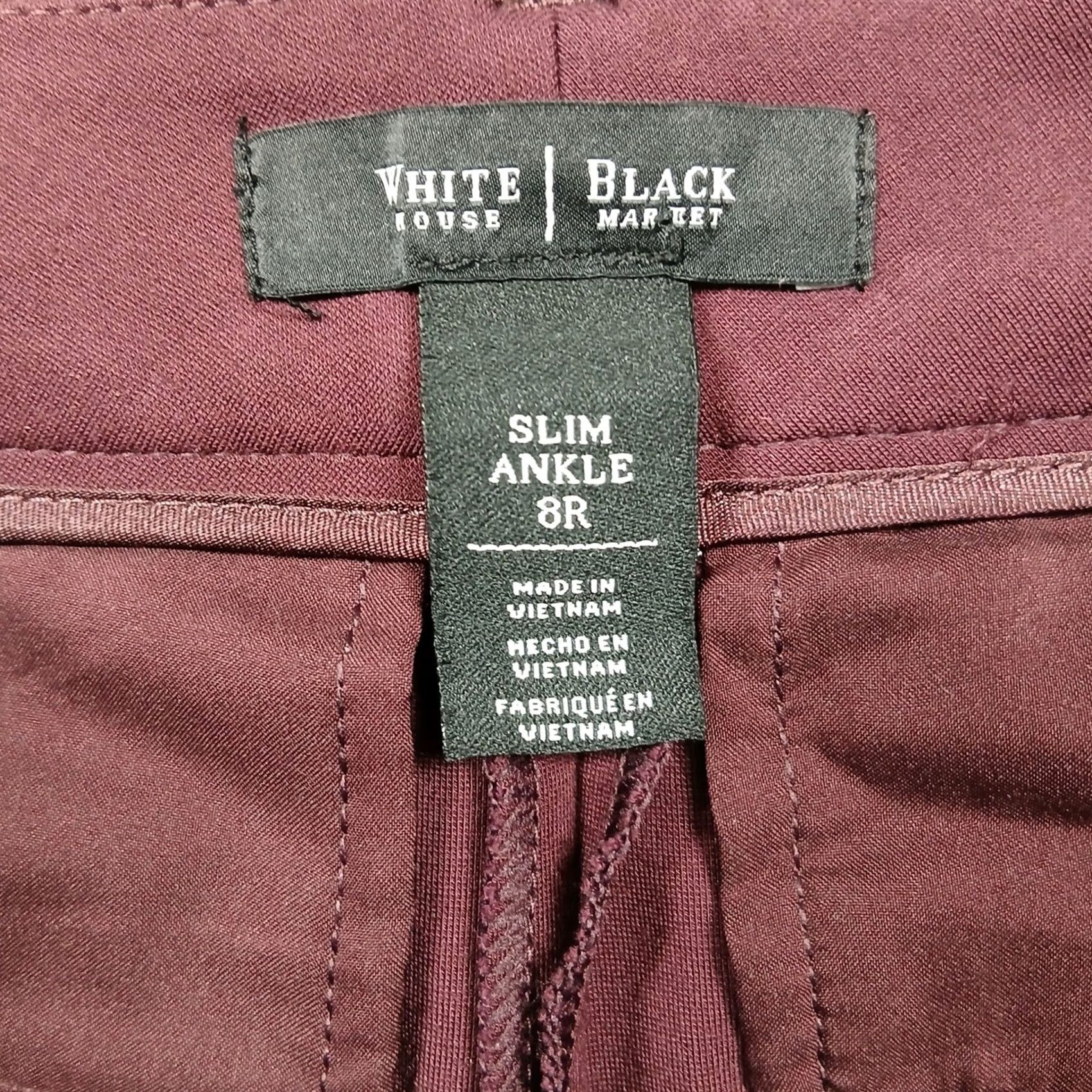 White House Black Market White House Black Market Pants Womens 8R Burgundy Stretch Slim Ankle Size 30" / US 8 / IT 44 - 4 Thumbnail