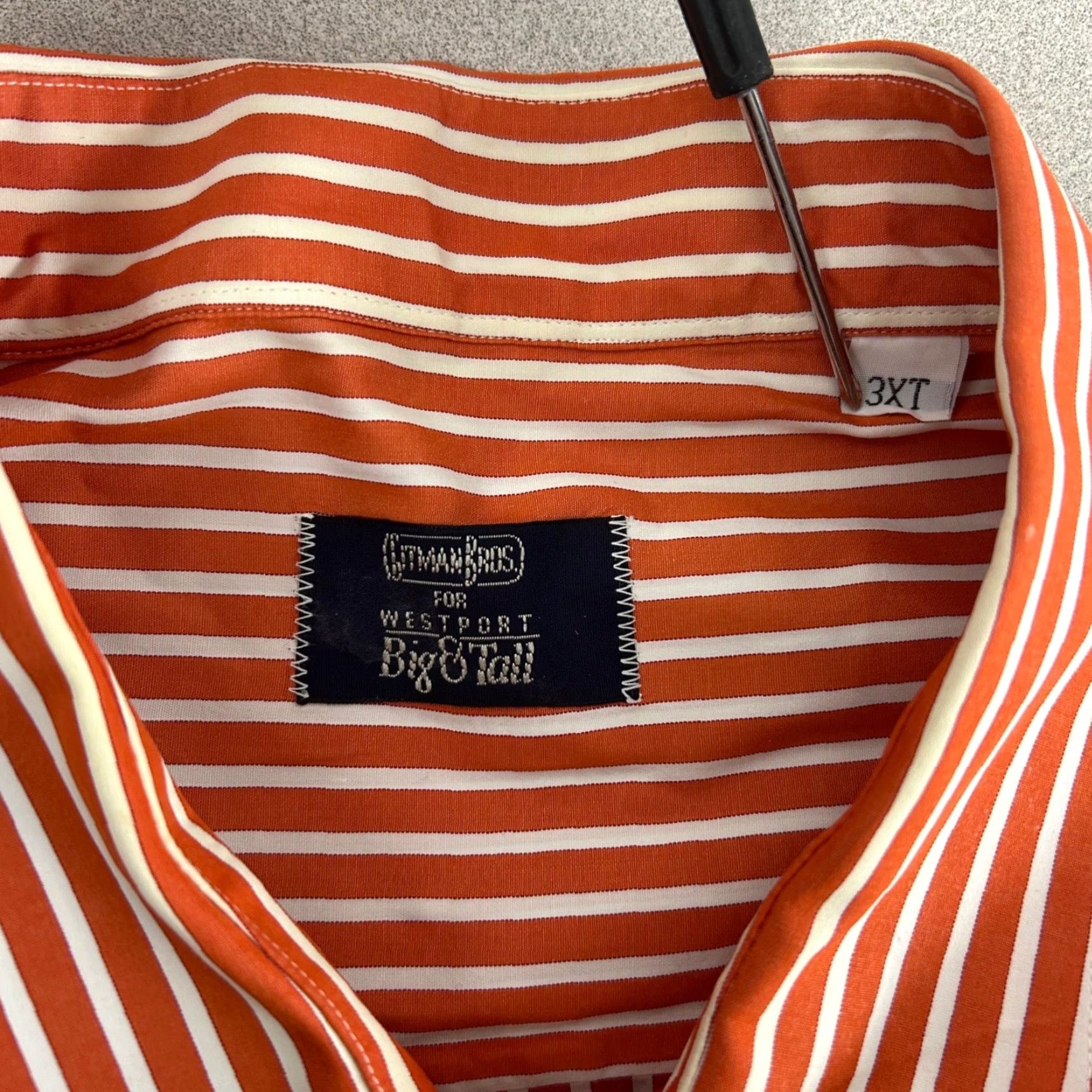 Vintage Gitman Bros Button-Down Shirt Mens 3XT Orange White Striped Big & Tall USA Made Size US XXL / EU 58 / 5 - 4 Thumbnail