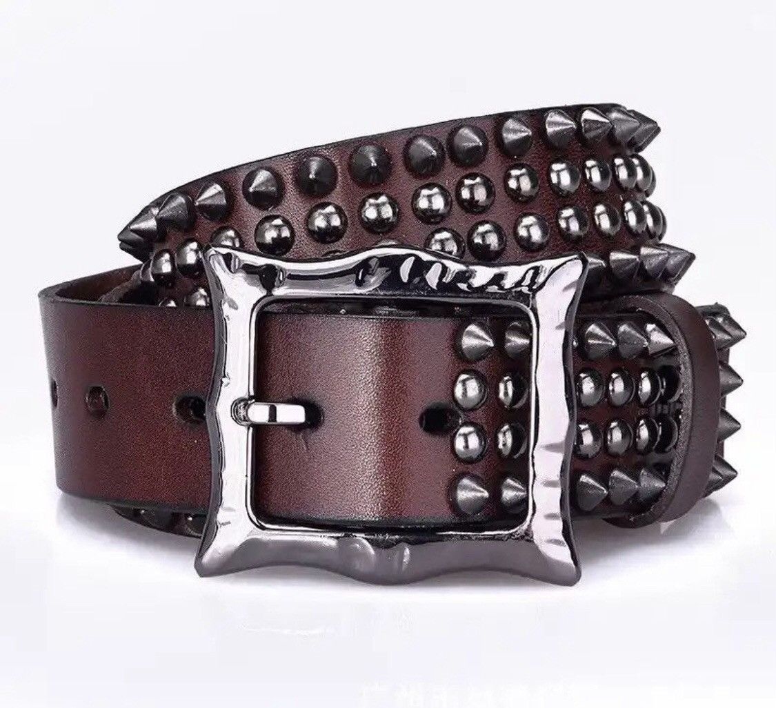 Japanese Brand Leather Spike Rivet Studded Belt Size ONE SIZE - 3 Thumbnail