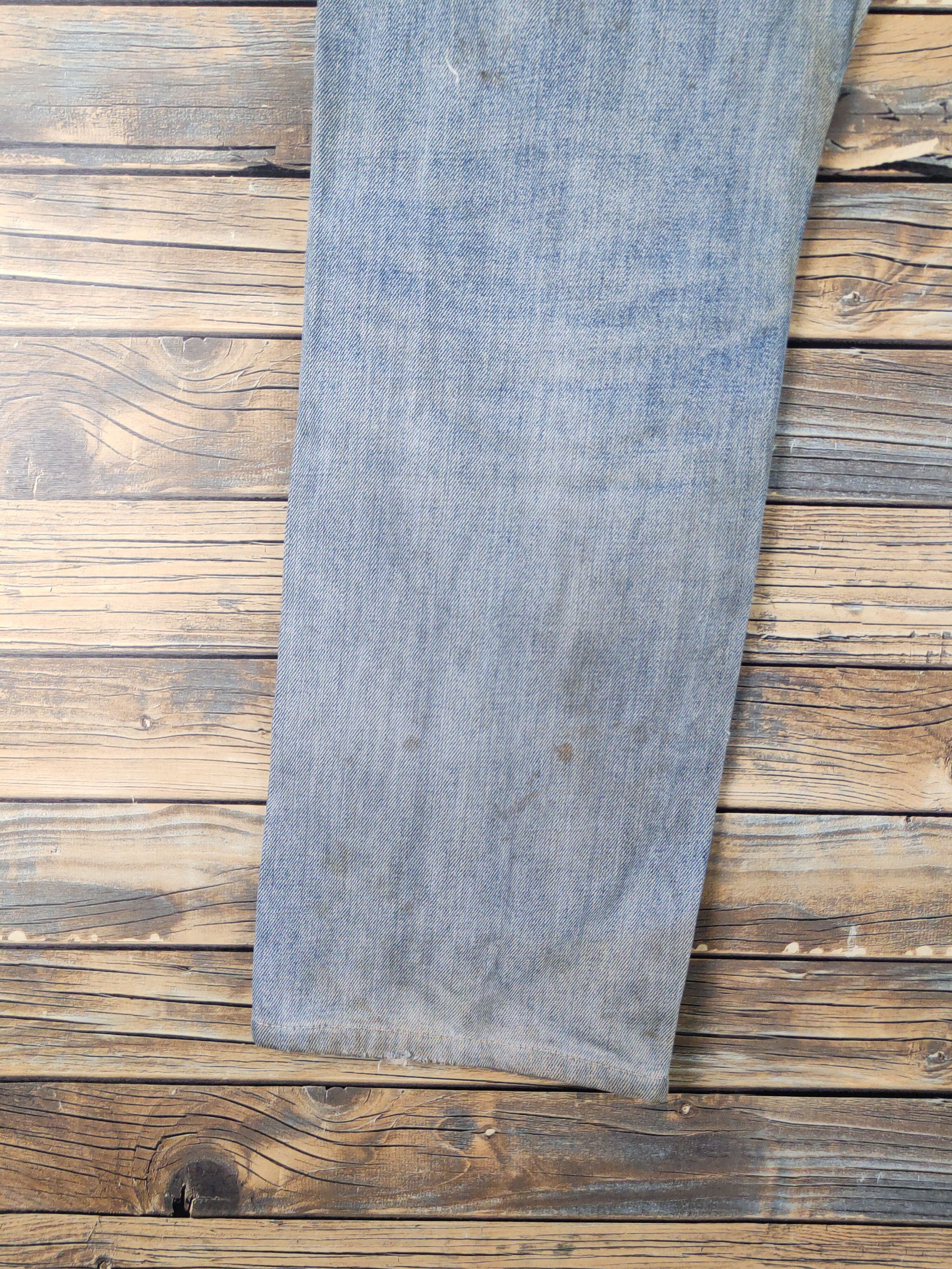 Japanese Brand Uniqlo Blue Faded Distressed Ripped denim Jeans #W2065 Size US 34 / EU 50 - 9 Thumbnail