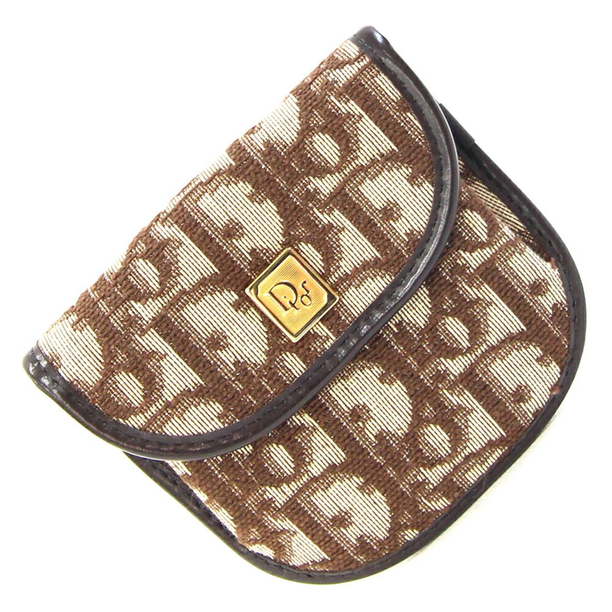 Dior Christian Dior Dior coin case, brown jacquard canvas and leather, compact wallet, mini Trotter, old, women's, DIOR Size ONE SIZE - 1 Thumbnail