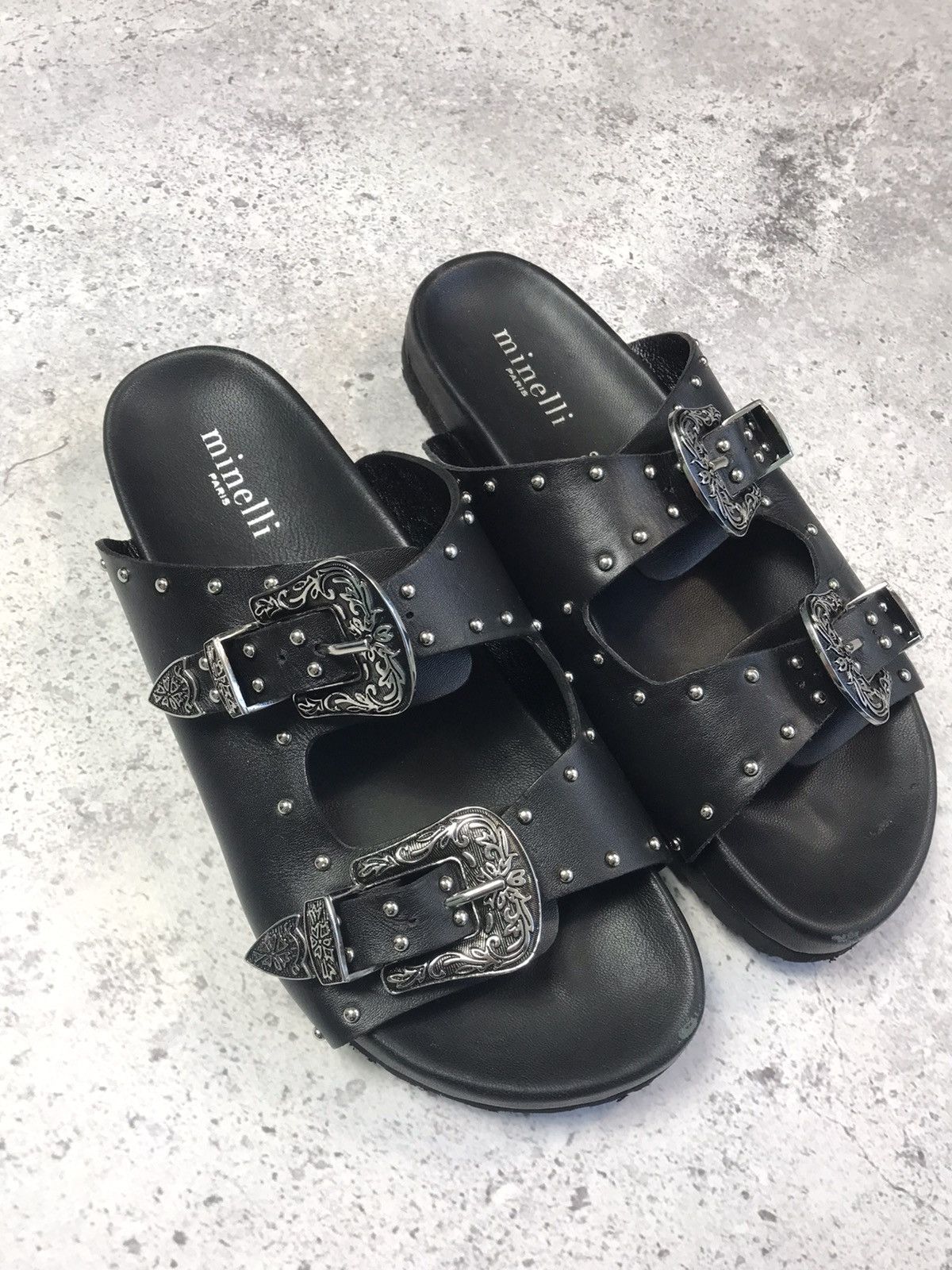 Japanese Brand Minelli Black Mule Toga Style Sandals Size US 8 / IT 38 - 3 Thumbnail