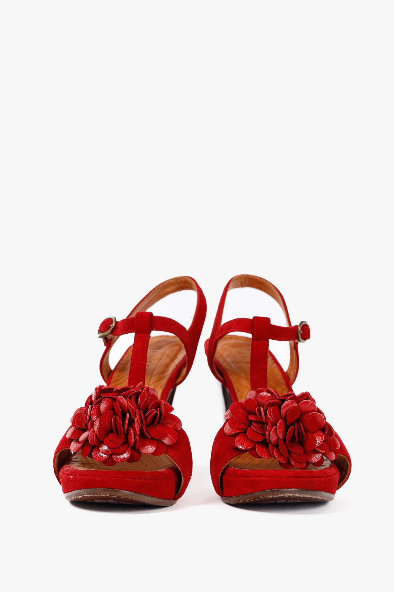 Designer Chie Mihara Xifon Rojo Suede Rosette Sandals Size US 6.5 / IT 36.5 - 2 Thumbnail