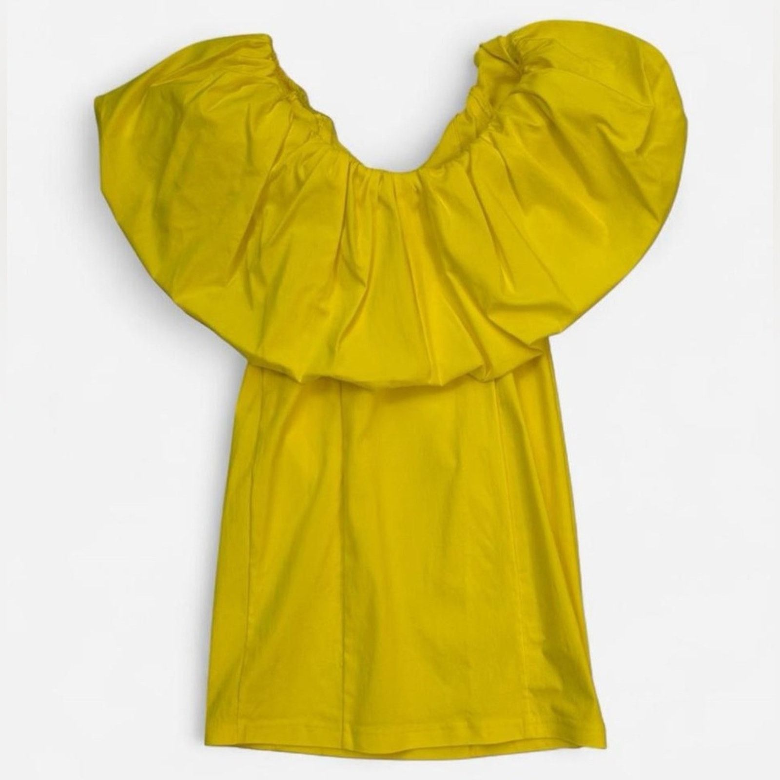 Zara Zara Yellow Ruffle Bodycon Puff Sleeve Mini Dress Size Small Size S / US 4 / IT 40 - 5 Thumbnail