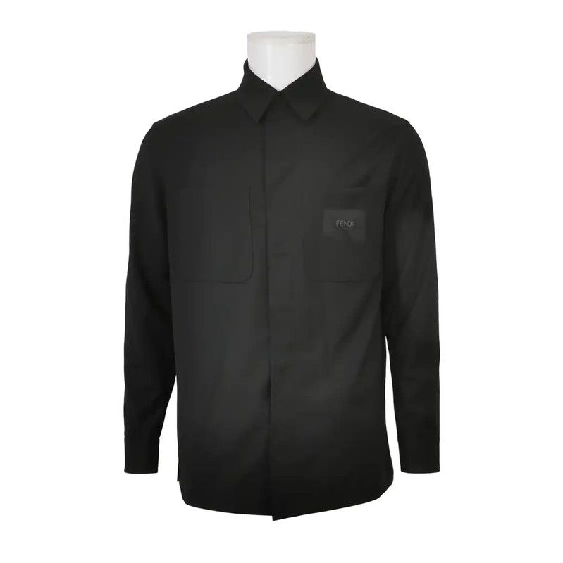 Fendi Fendi Black Wool Embroidered Logo Jacket 0089 Size US M / EU 48-50 / 2 - 1 Thumbnail