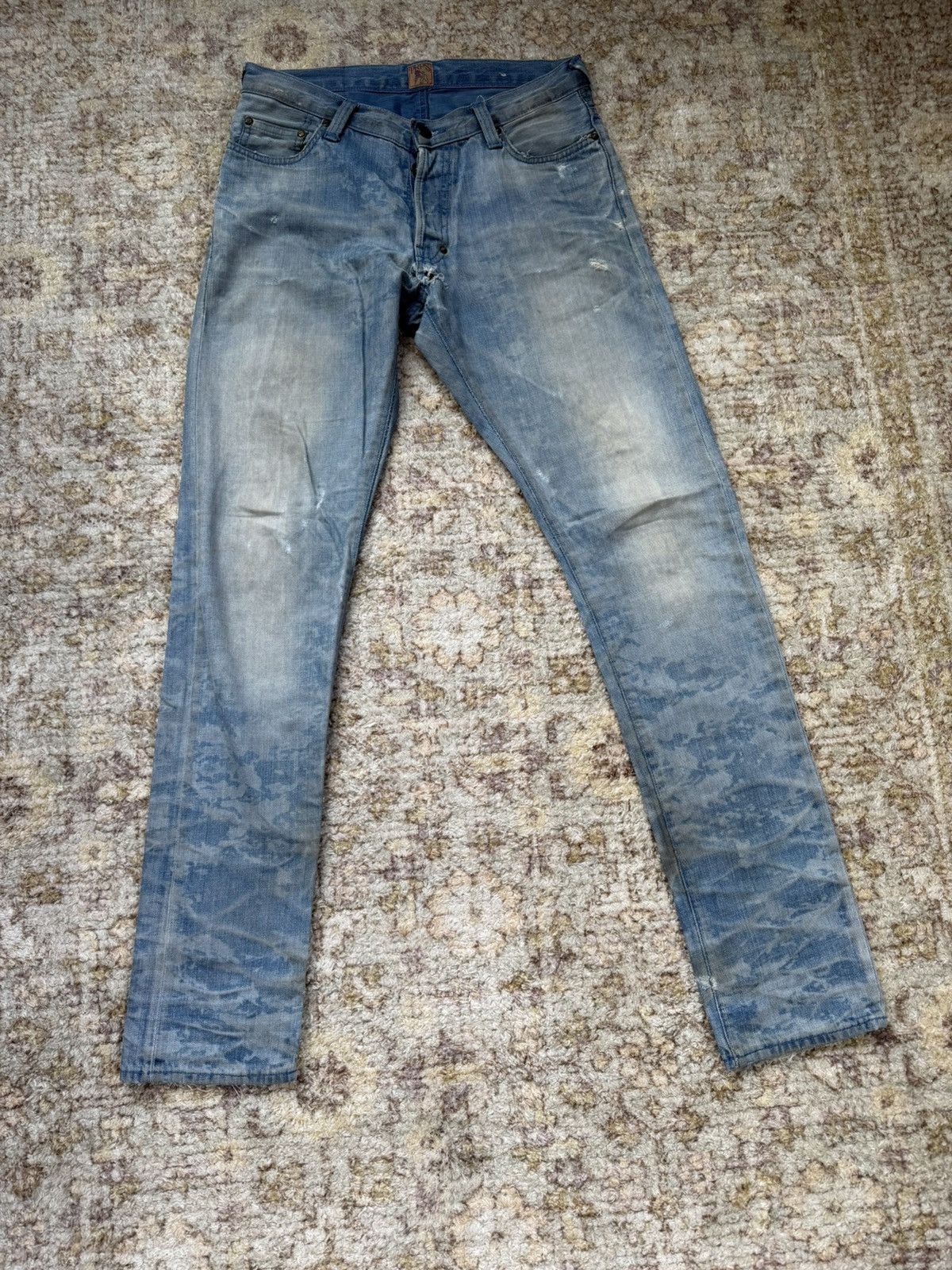 Prps PRPS Acid Wash Denim – Heavily Worn – Natural Rips & Fades Size US 30 / EU 46 - 4 Thumbnail