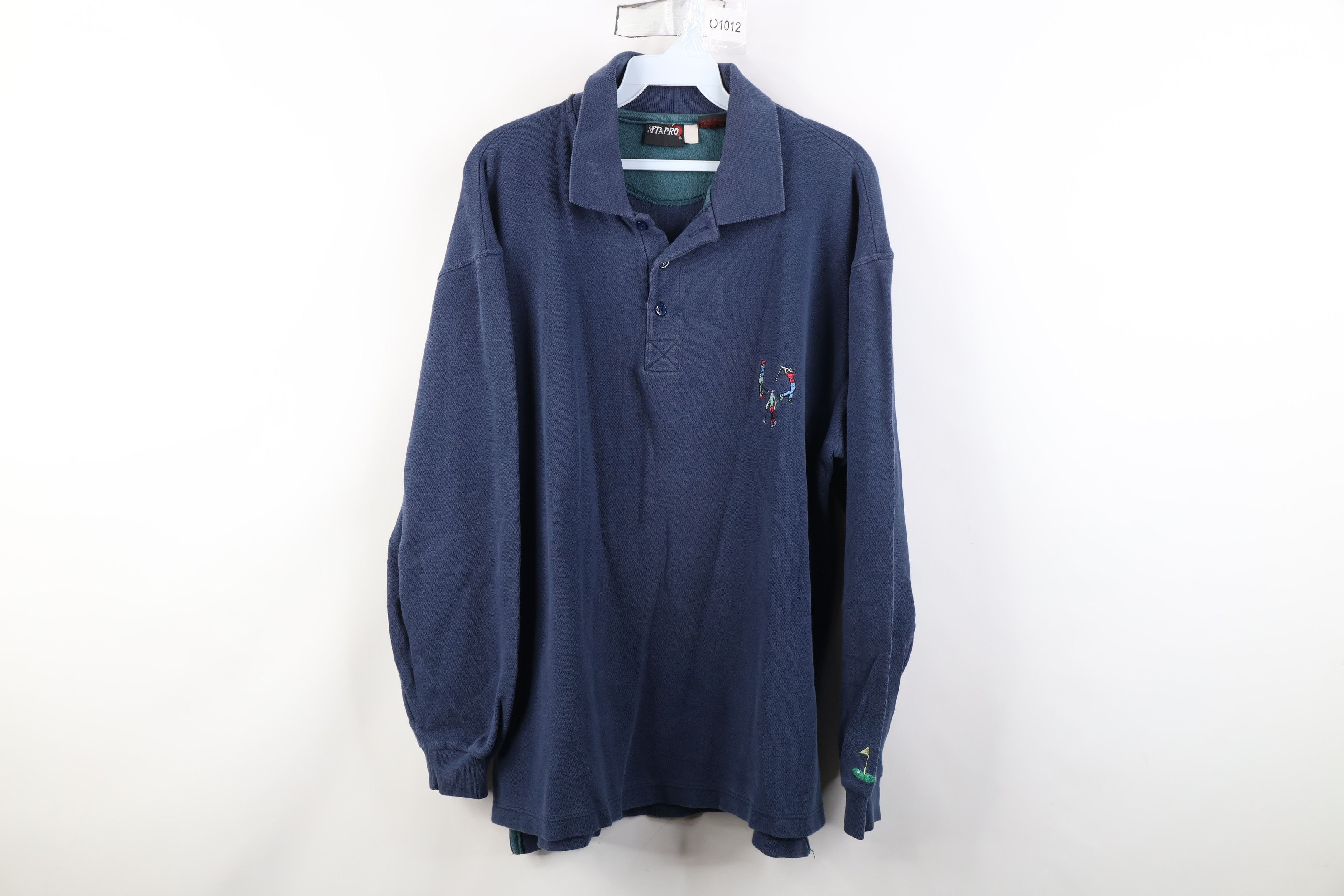 Vintage Vintage 90s Streetwear Long Sleeve Rugby Polo Shirt Blue Size US XL / EU 56 / 4 - 1 Thumbnail
