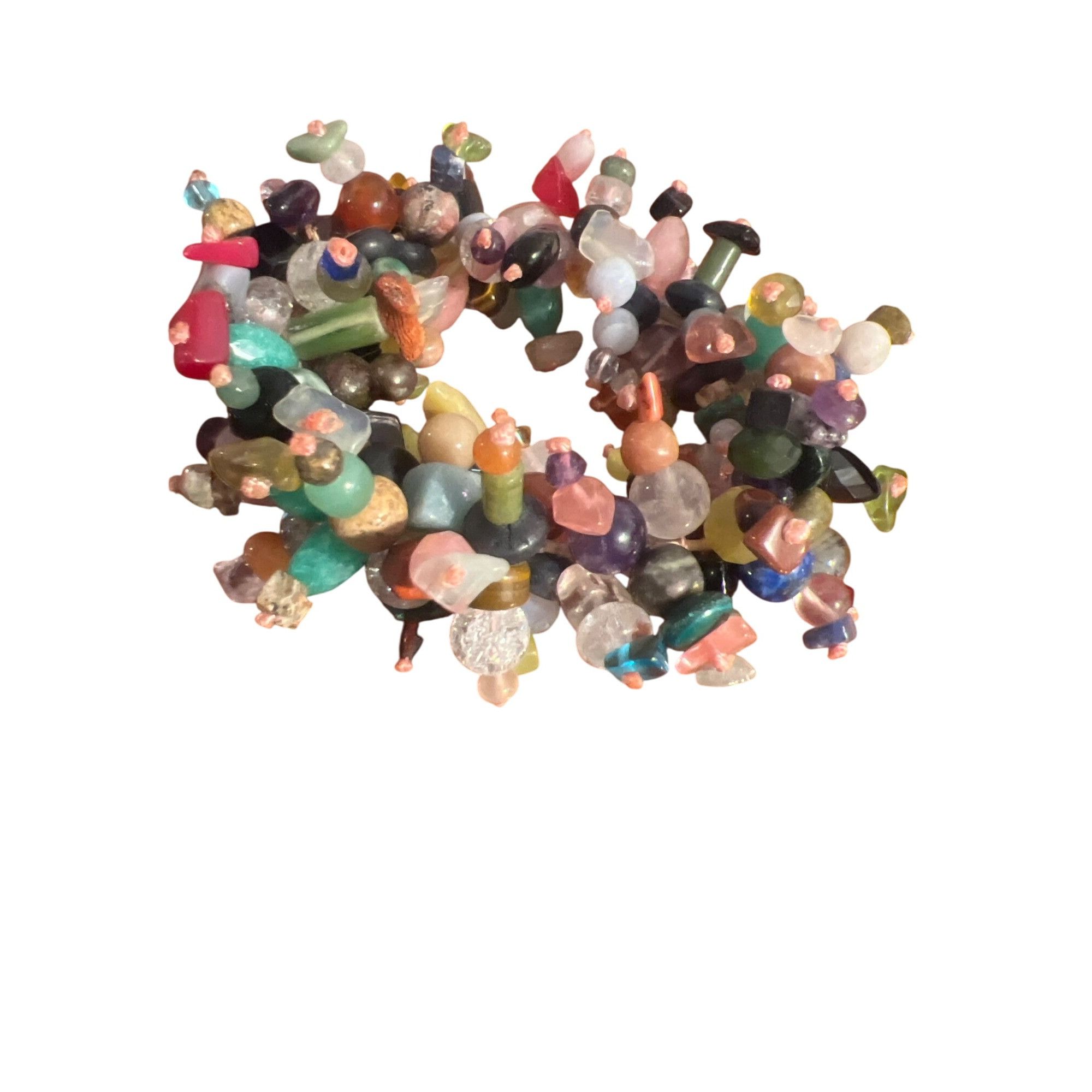 Other Multicolor Beaded Stretch Bracelet Mixed Gemstones Quarts Ja Size ONE SIZE - 1 Thumbnail
