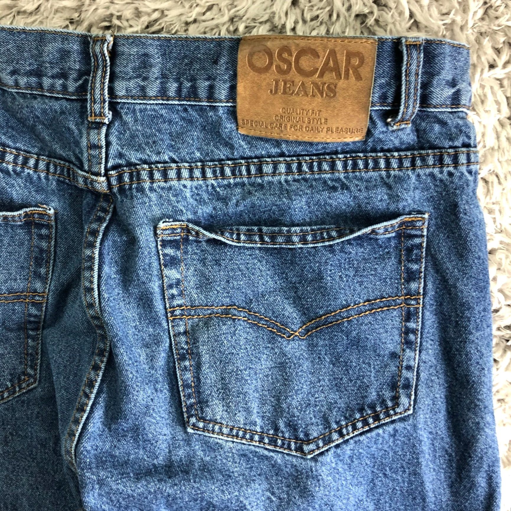 Denime Oscar Jeans Mens 40x30 Mid Rise Straight Leg Medium Wash Blue Denim Jeans Size US 40 / EU 56 - 6 Thumbnail