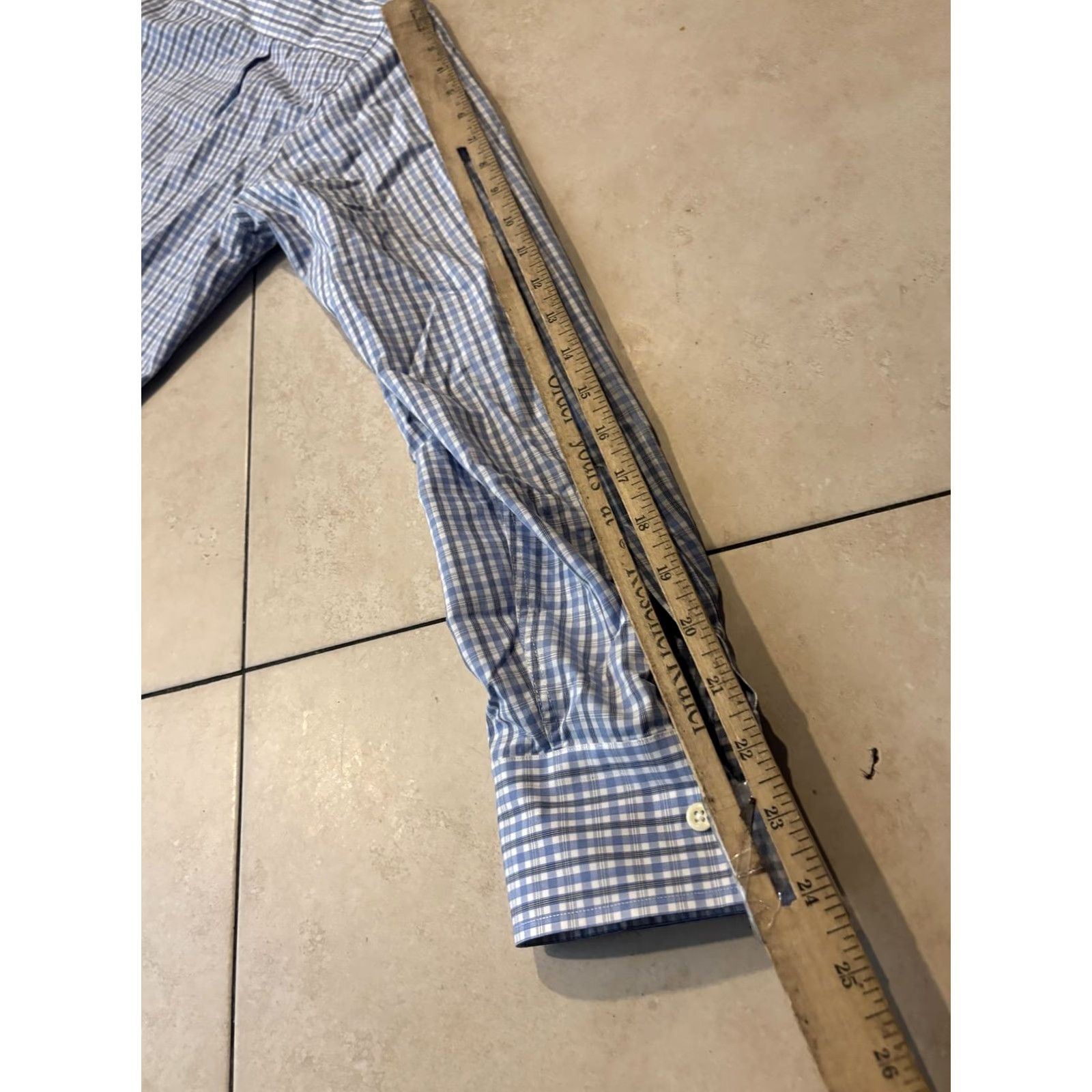 David Donahue David Donahue Shirt Mens Large Blue White Plaid Dress Trim Fit Button Down Shirt Size 40R - 6 Thumbnail