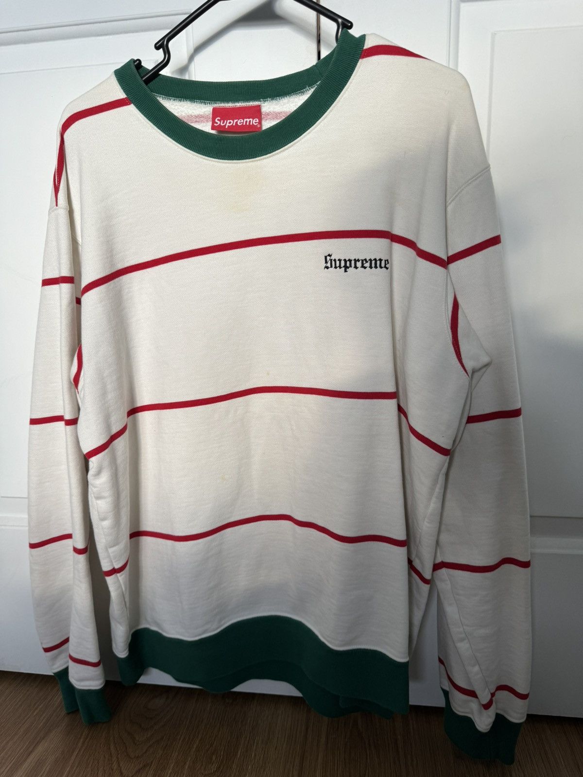 image of Supreme Striped Crewneck White Gucci Xlarge, Men's