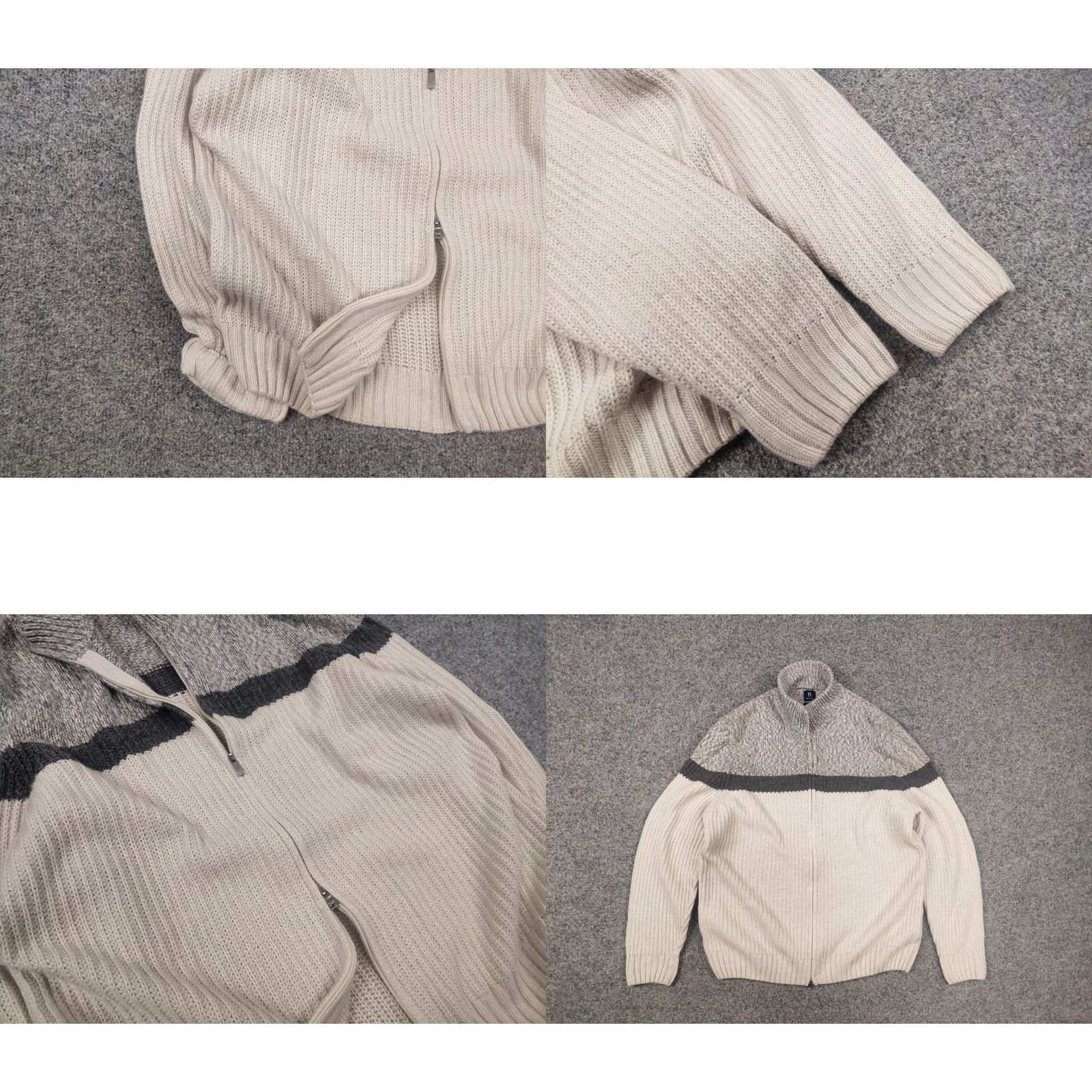 Vintage Boggi Milano Italy cashmere blend Full Zip Knit Beige Jumper Size US L / EU 52-54 / 3 - 8 Thumbnail