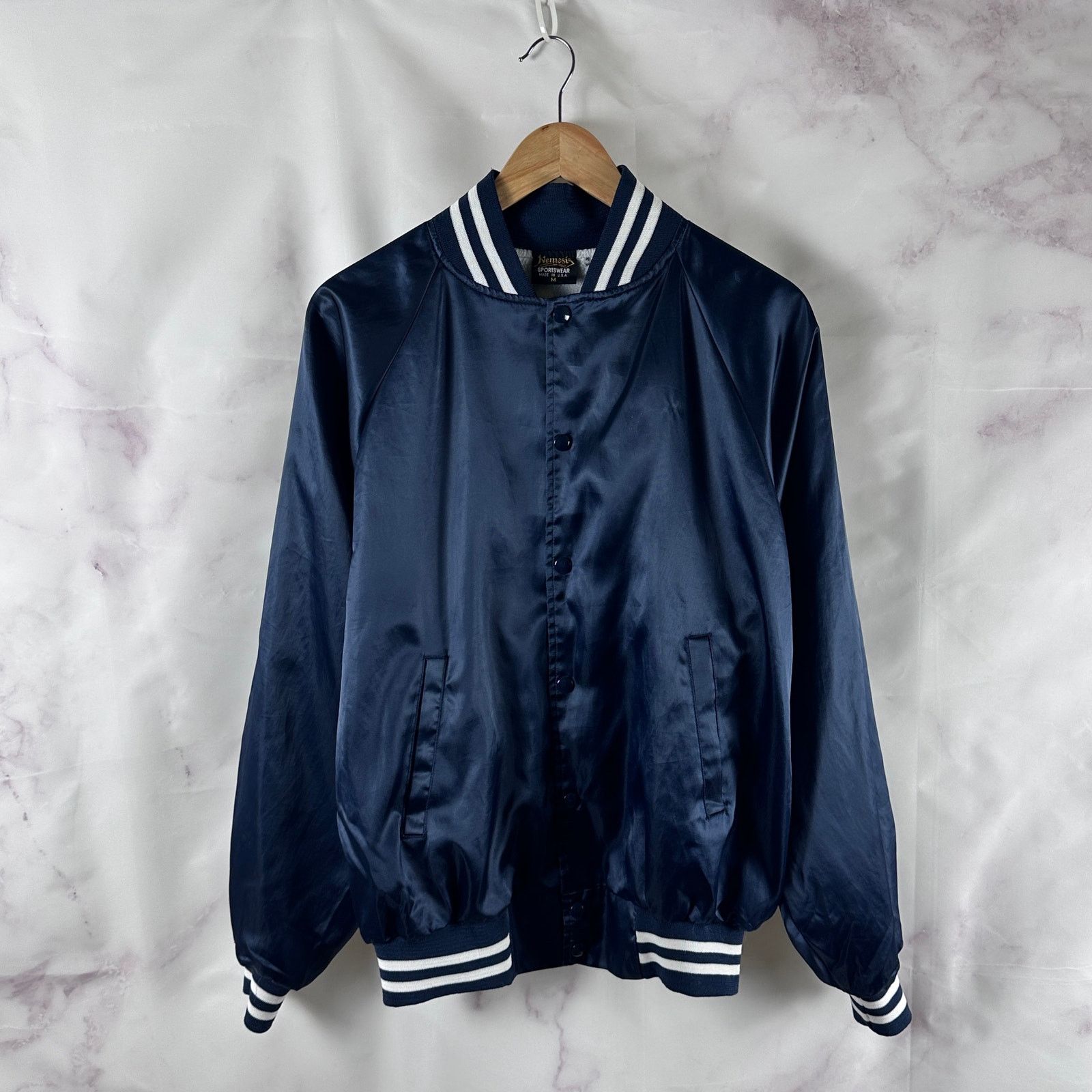 Vintage Vintage Nemesis Sportswear Navy Varsity Jacket Size US M / EU 48-50 / 2 - 1 Thumbnail